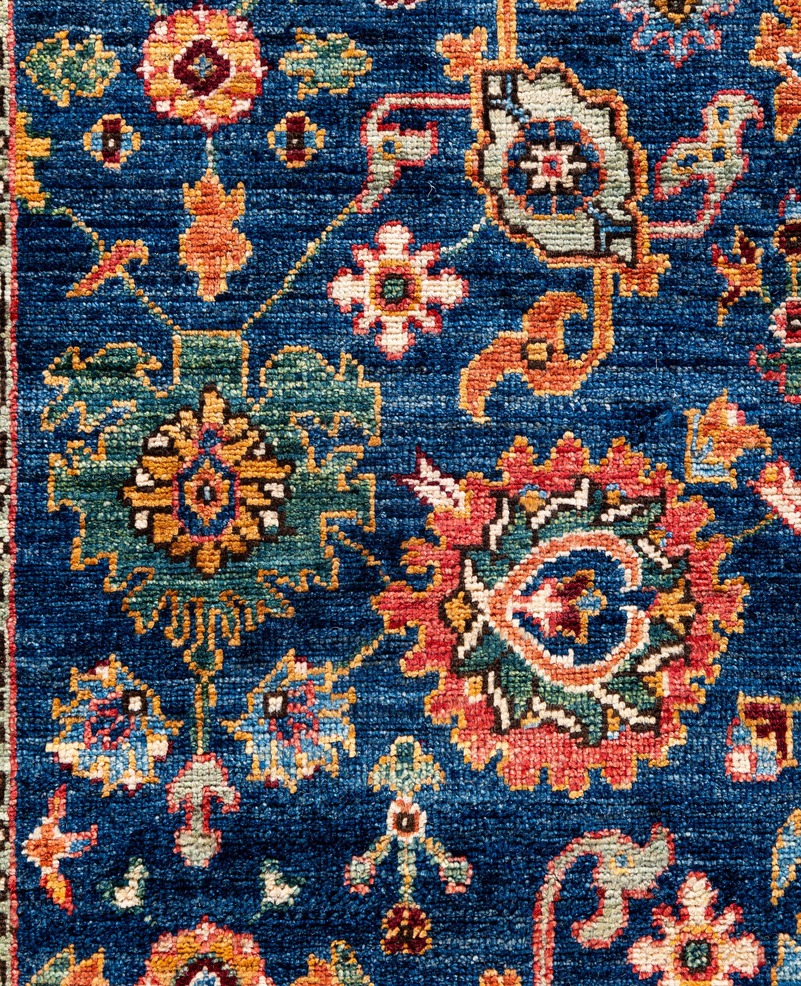 Serapi One-of-a-Kind Wolle Blau Bereich Teppich 4' 3