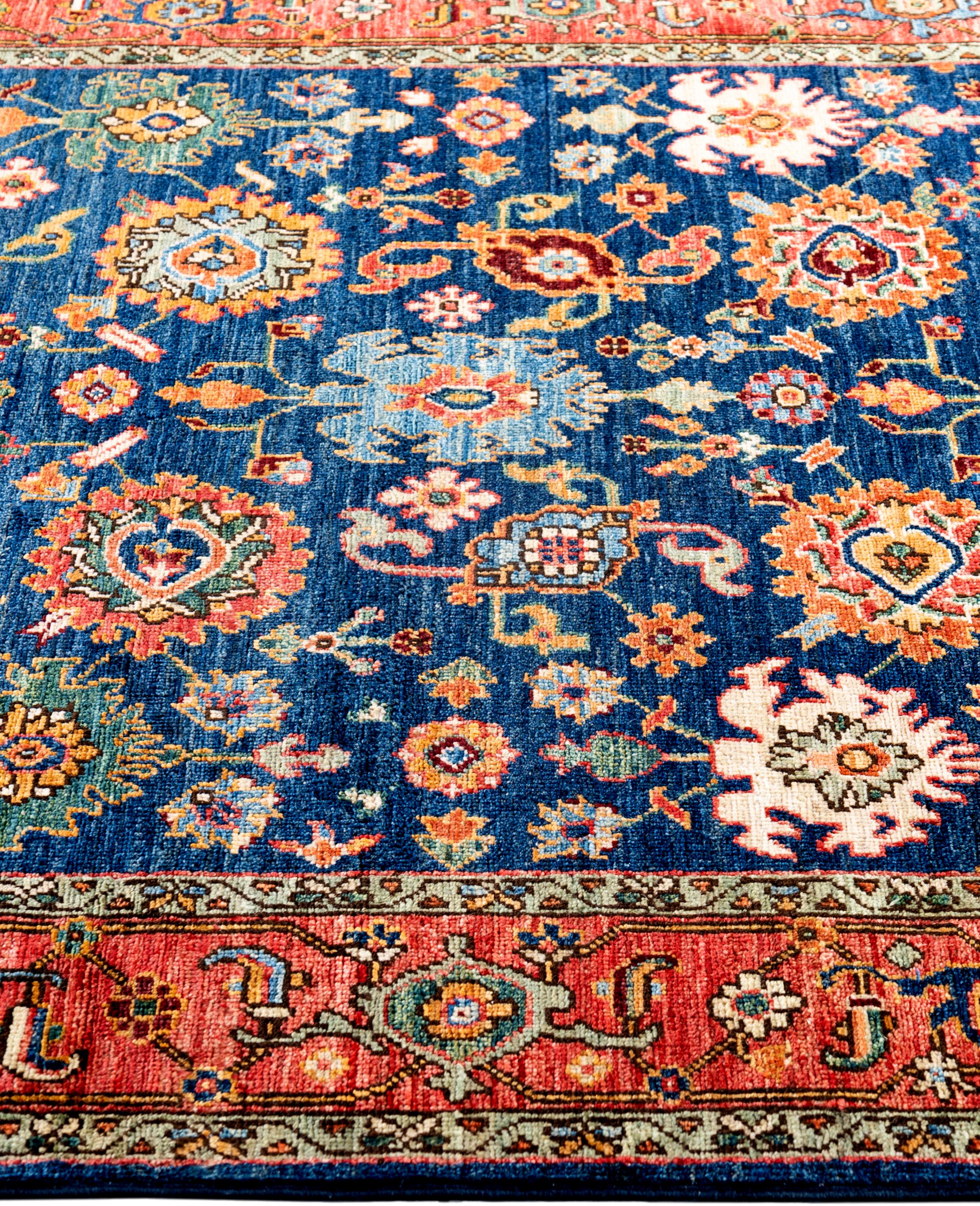 Serapi One-of-a-Kind Wolle Blau Bereich Teppich 4' 3