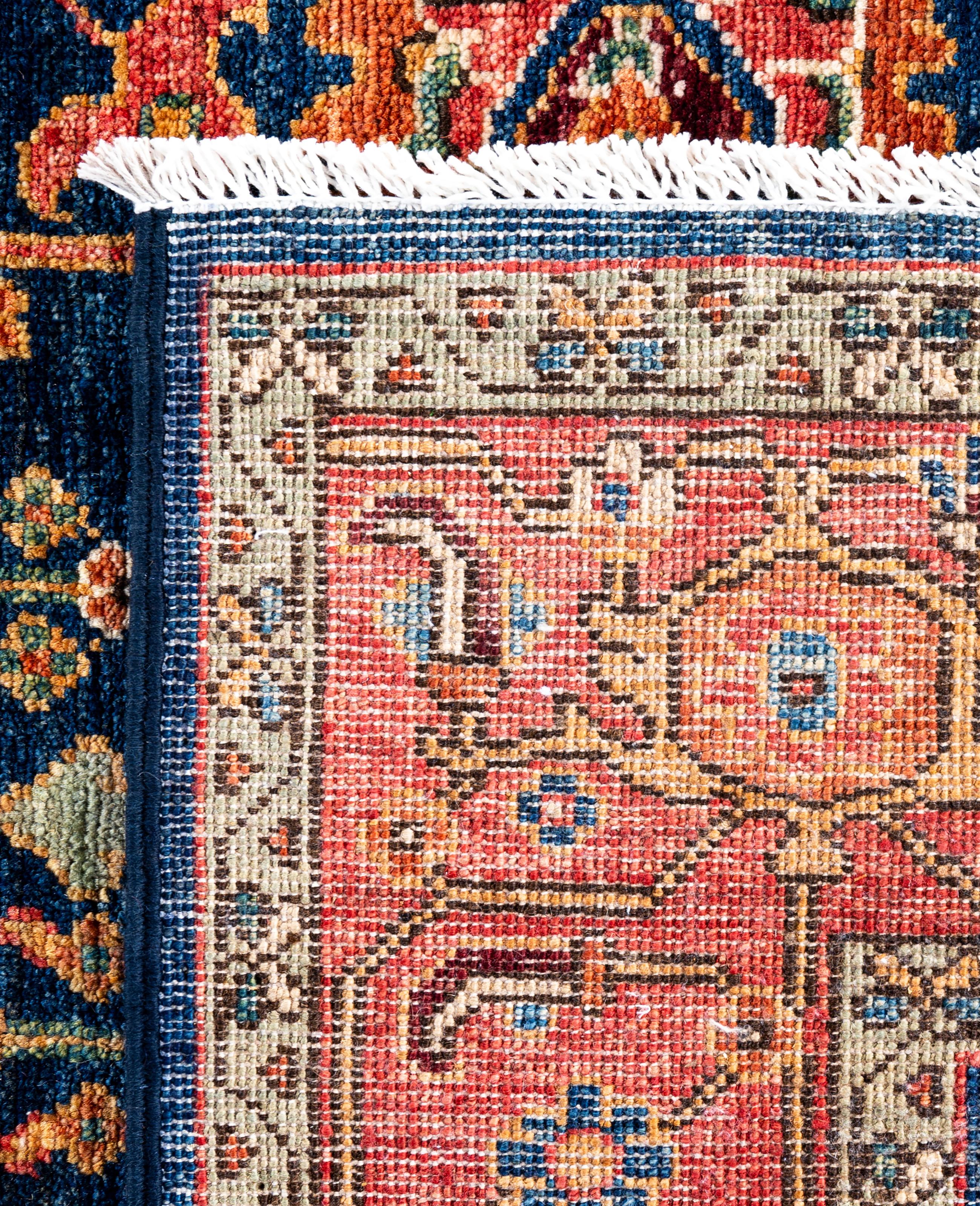 Serapi One-of-a-Kind Wolle Blau Bereich Teppich 4' 3