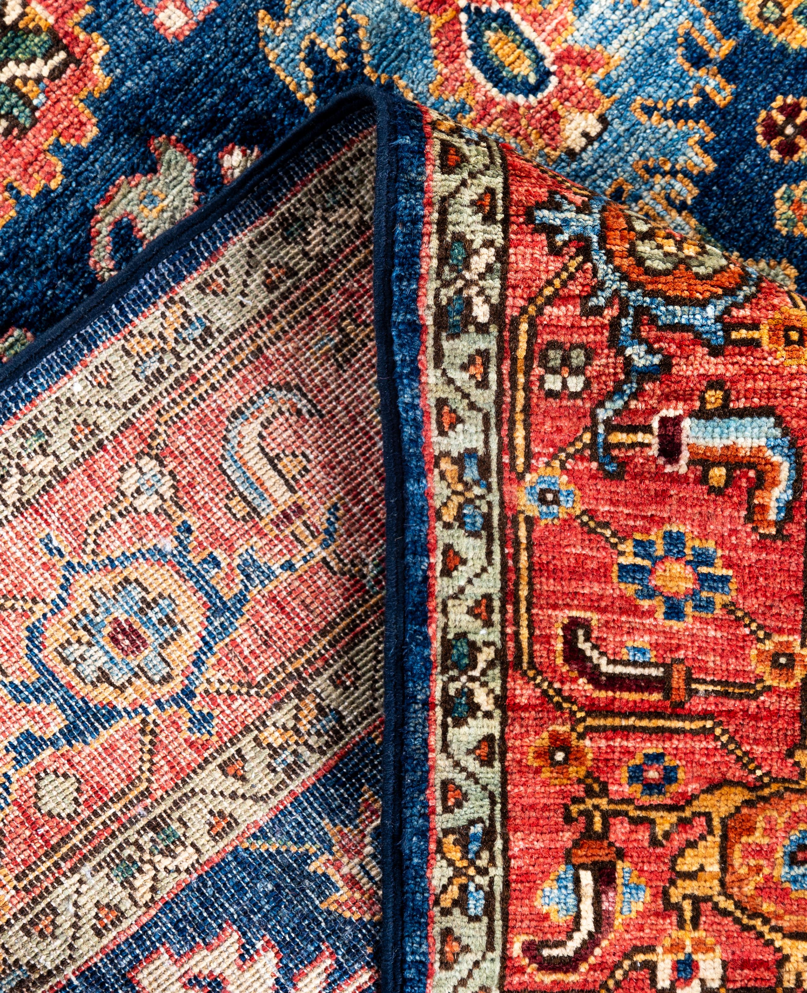 Serapi One-of-a-Kind Wolle Blau Bereich Teppich 4' 3