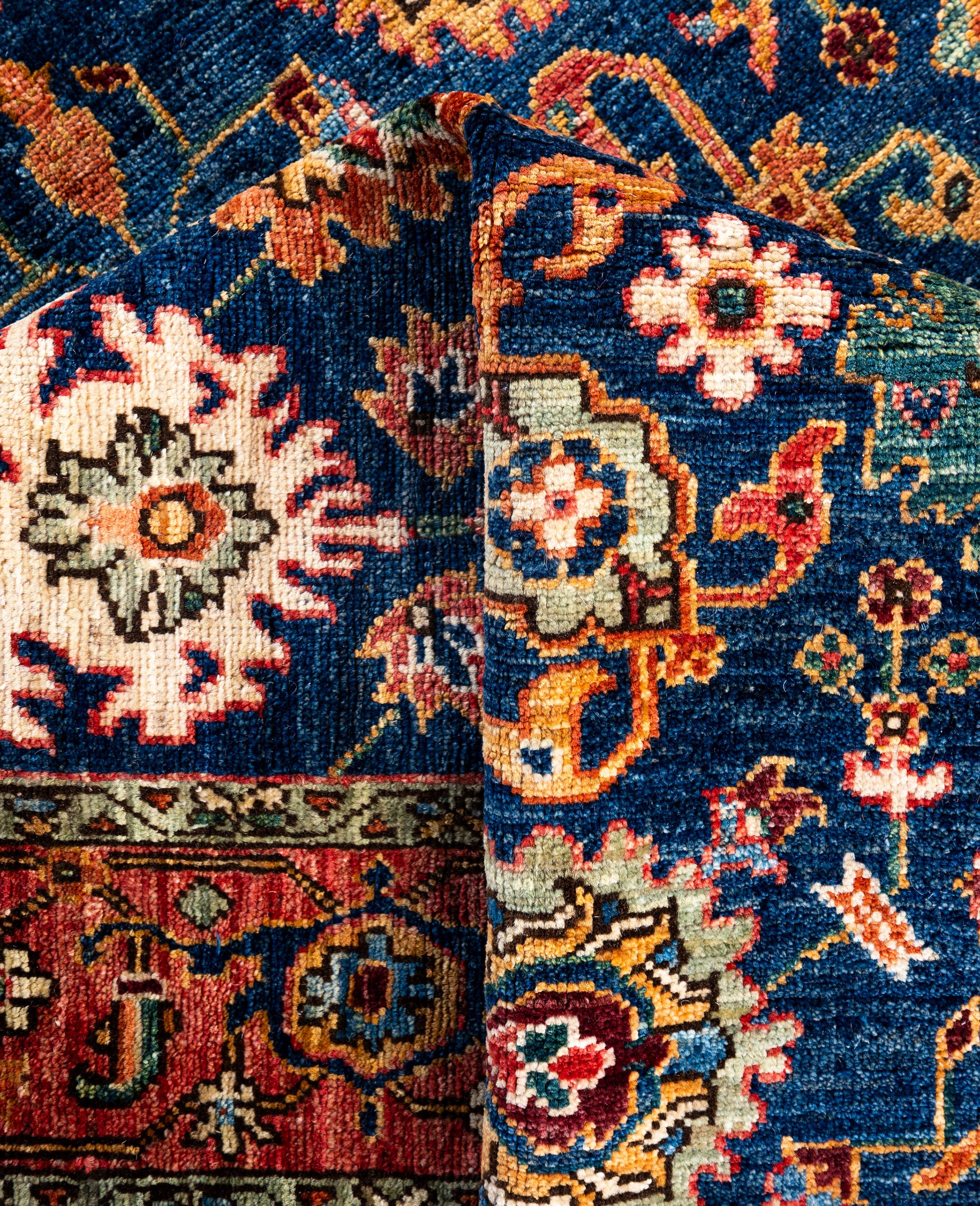 Serapi One-of-a-Kind Wolle Blau Bereich Teppich 4' 3