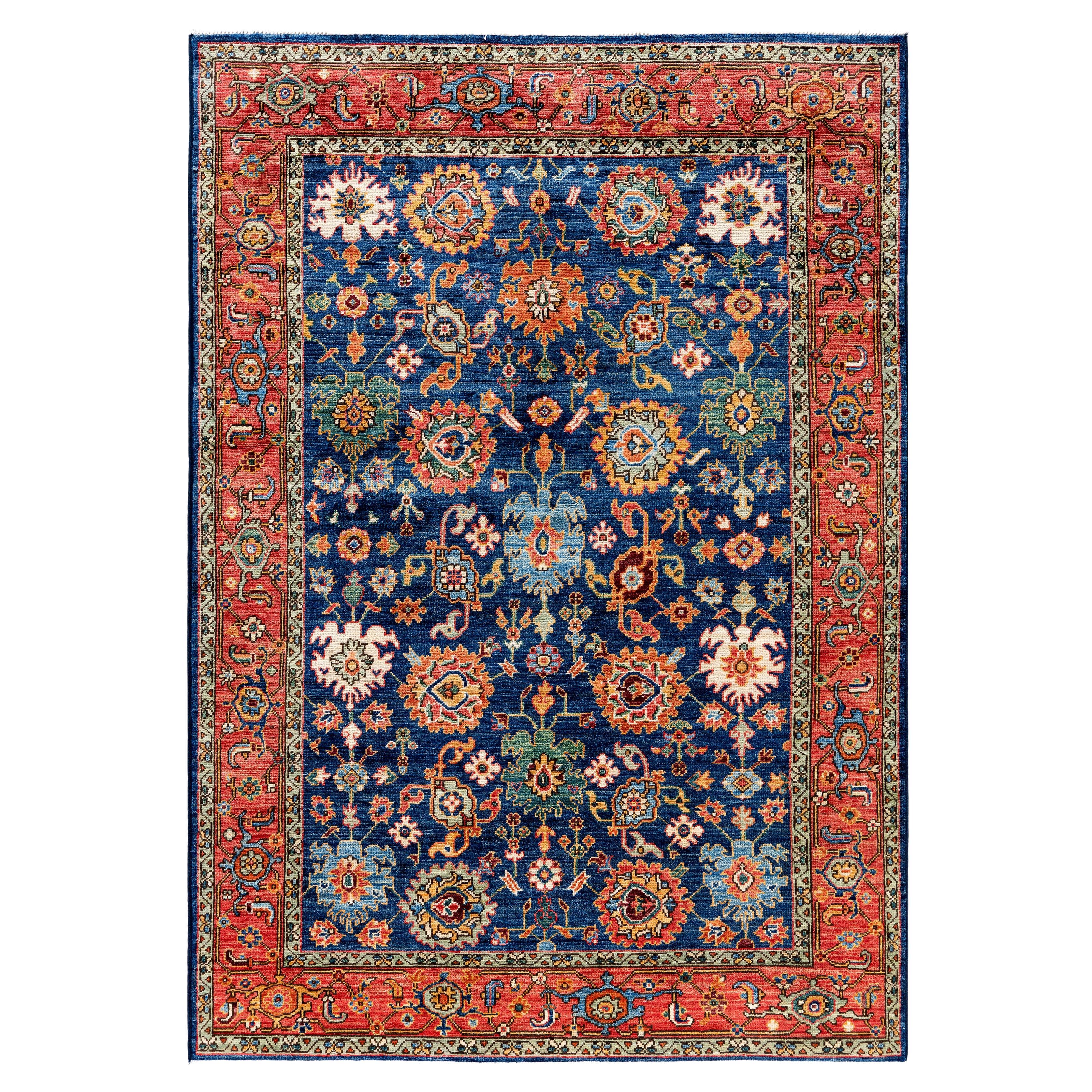 Serapi One-of-a-Kind Wolle Blau Bereich Teppich 4' 3" x 6' 1"