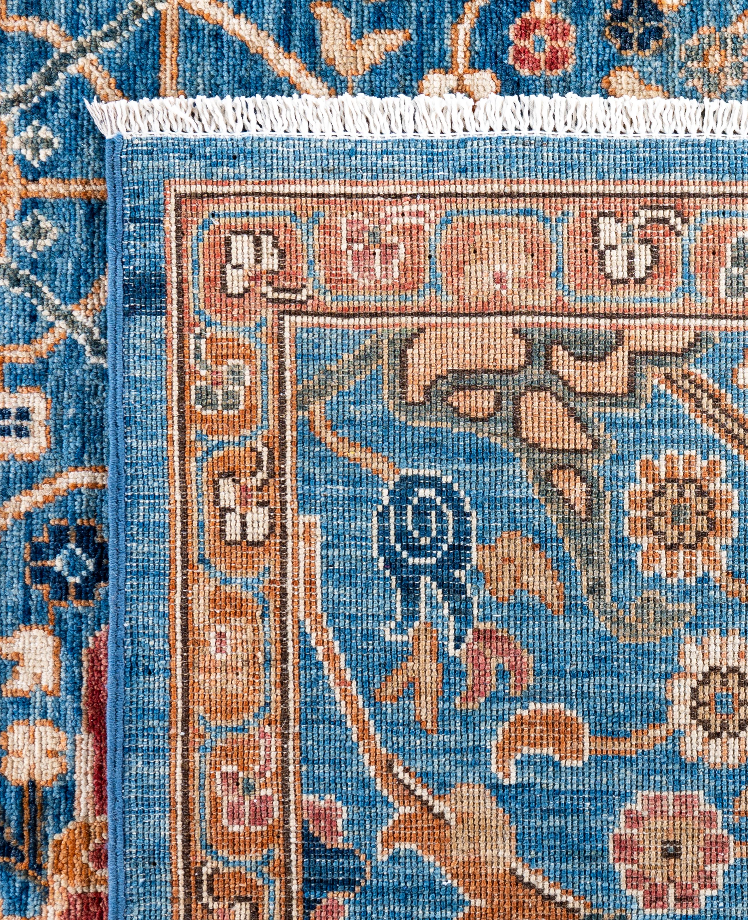 Tappeto Serapi in lana blu unico nel suo genere 7' 9