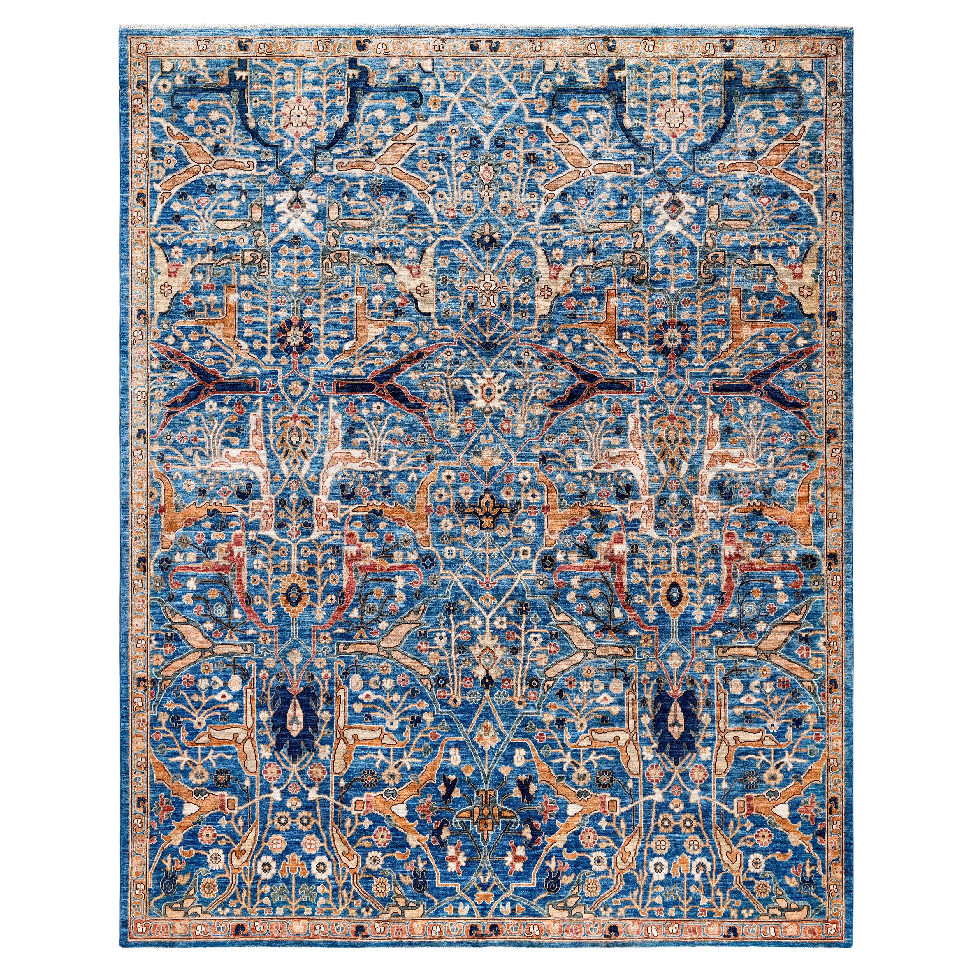 Tappeto Serapi in lana blu unico nel suo genere 7' 9" x 9' 9"