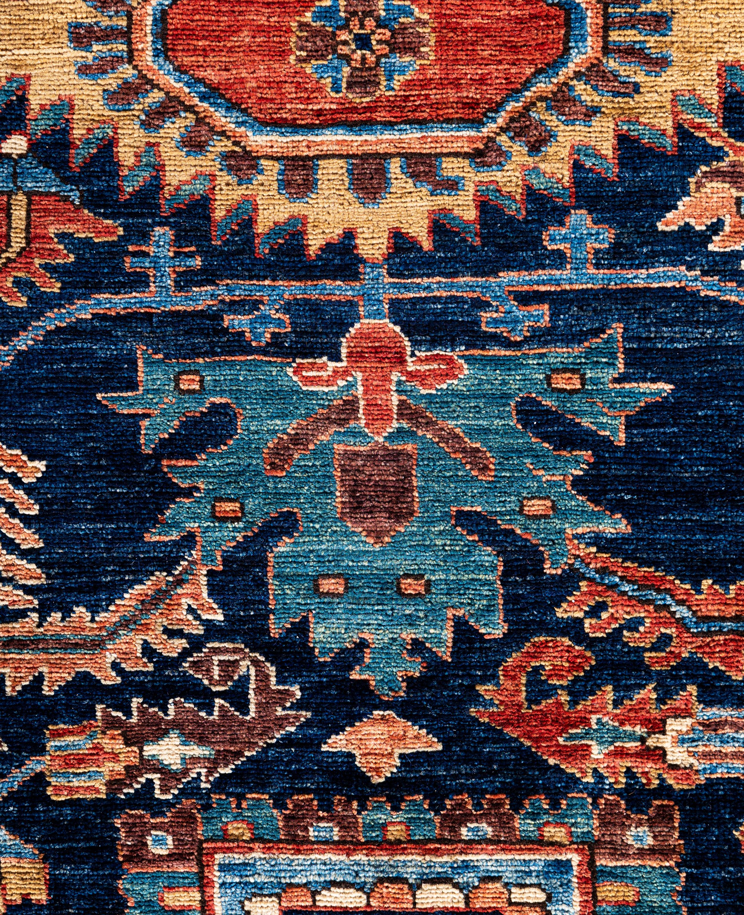 Alfombra de lana azul única Serapi 8' 0