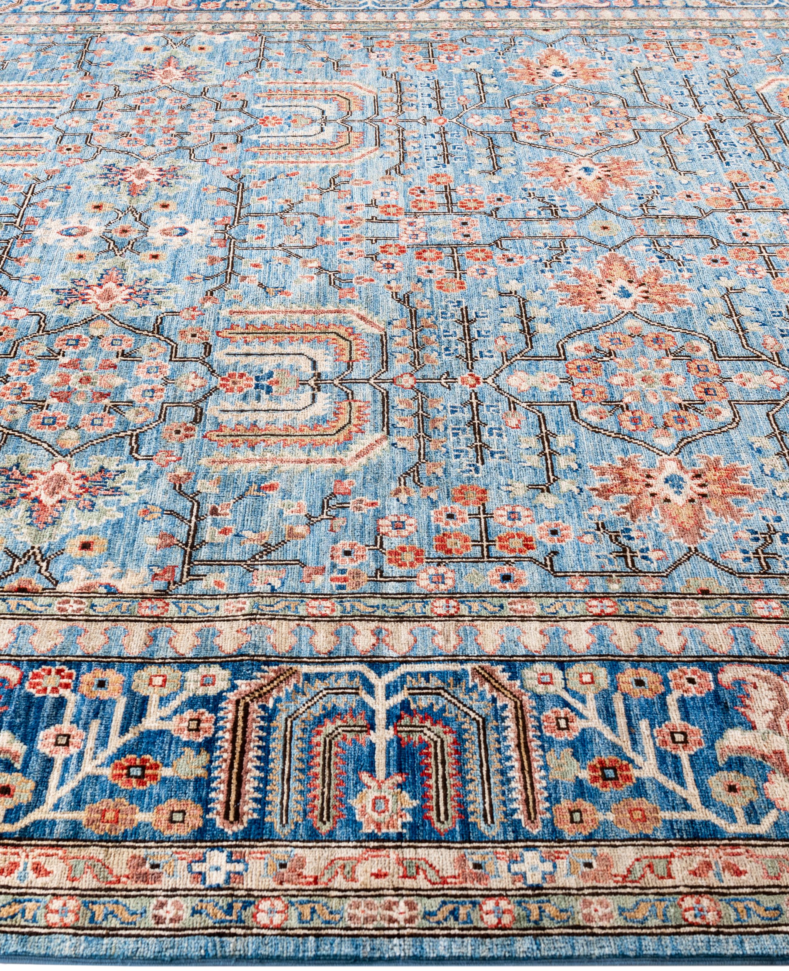 Serapi One-of-a-Kind Wolle Blau Bereich Teppich 8' 0