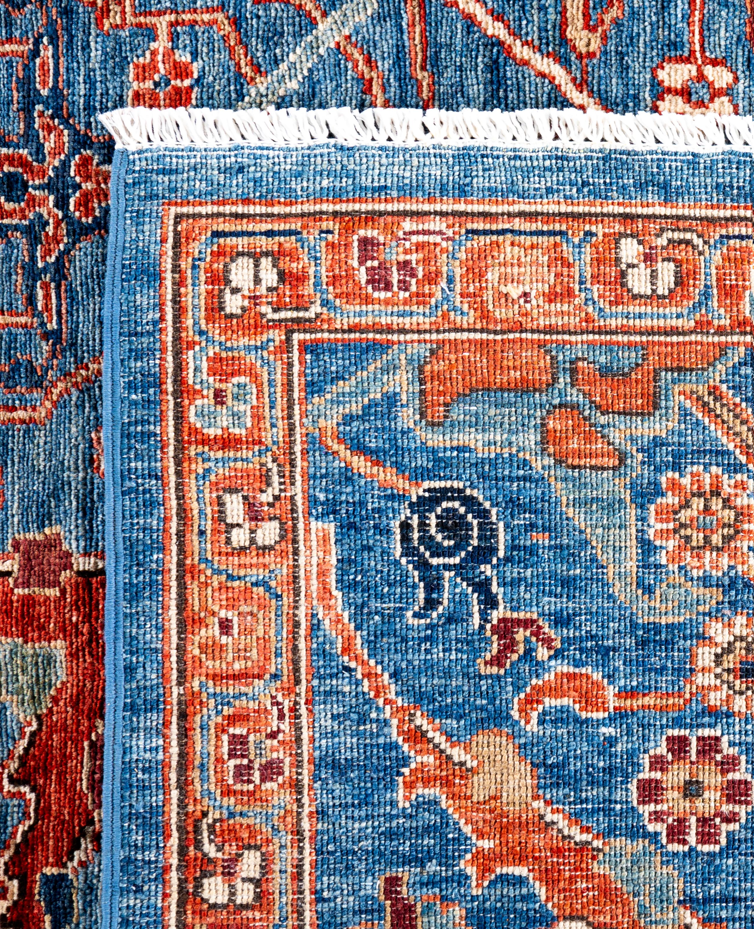 Tappeto Serapi in lana blu unico nel suo genere 8' 0