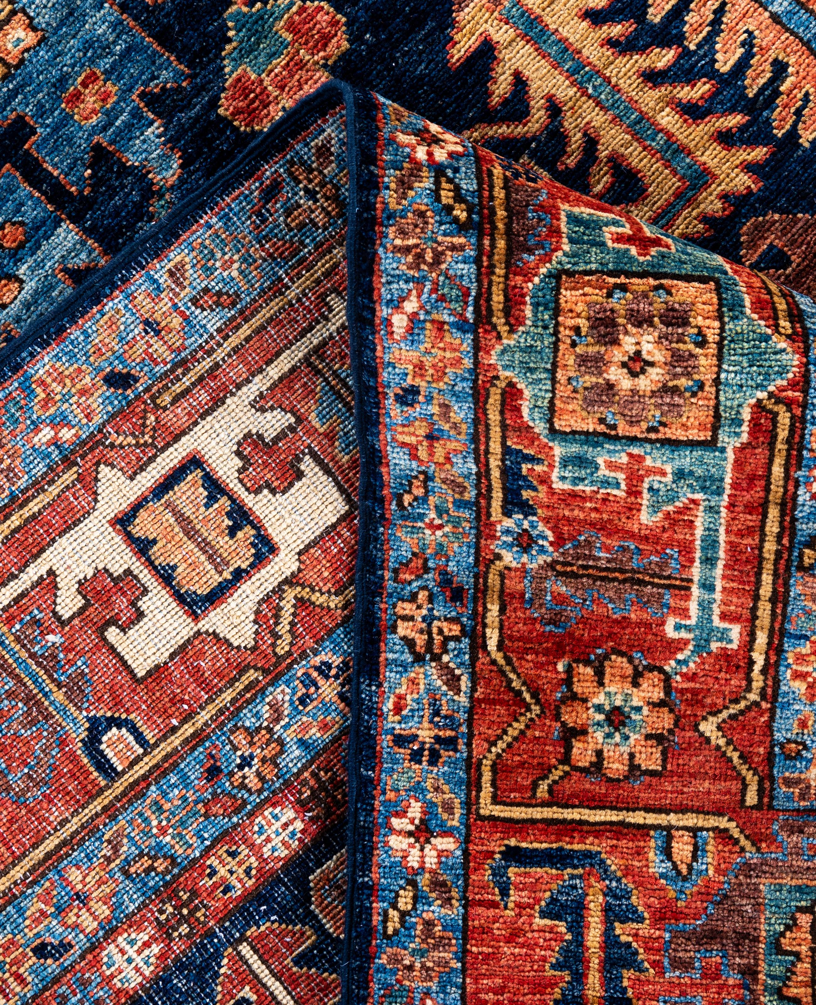 Alfombra de lana azul única Serapi 8' 0
