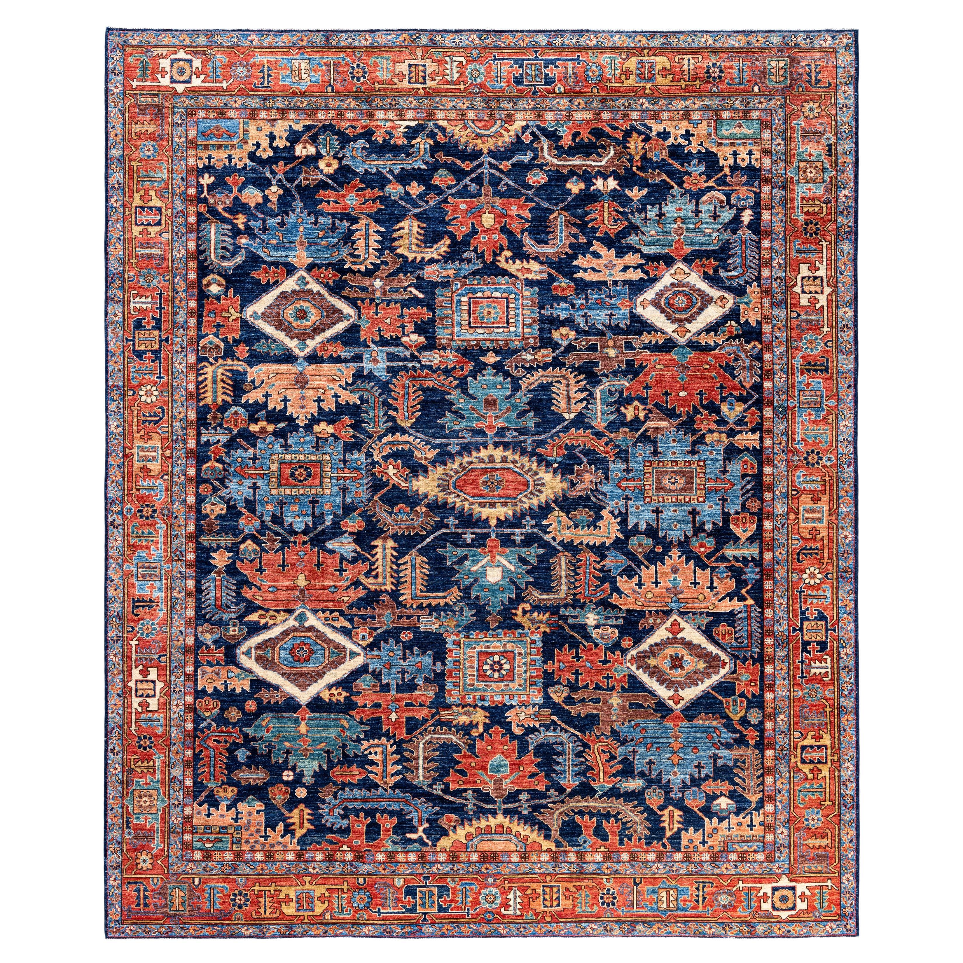 Alfombra de lana azul única Serapi 8' 0" x 9' 10"