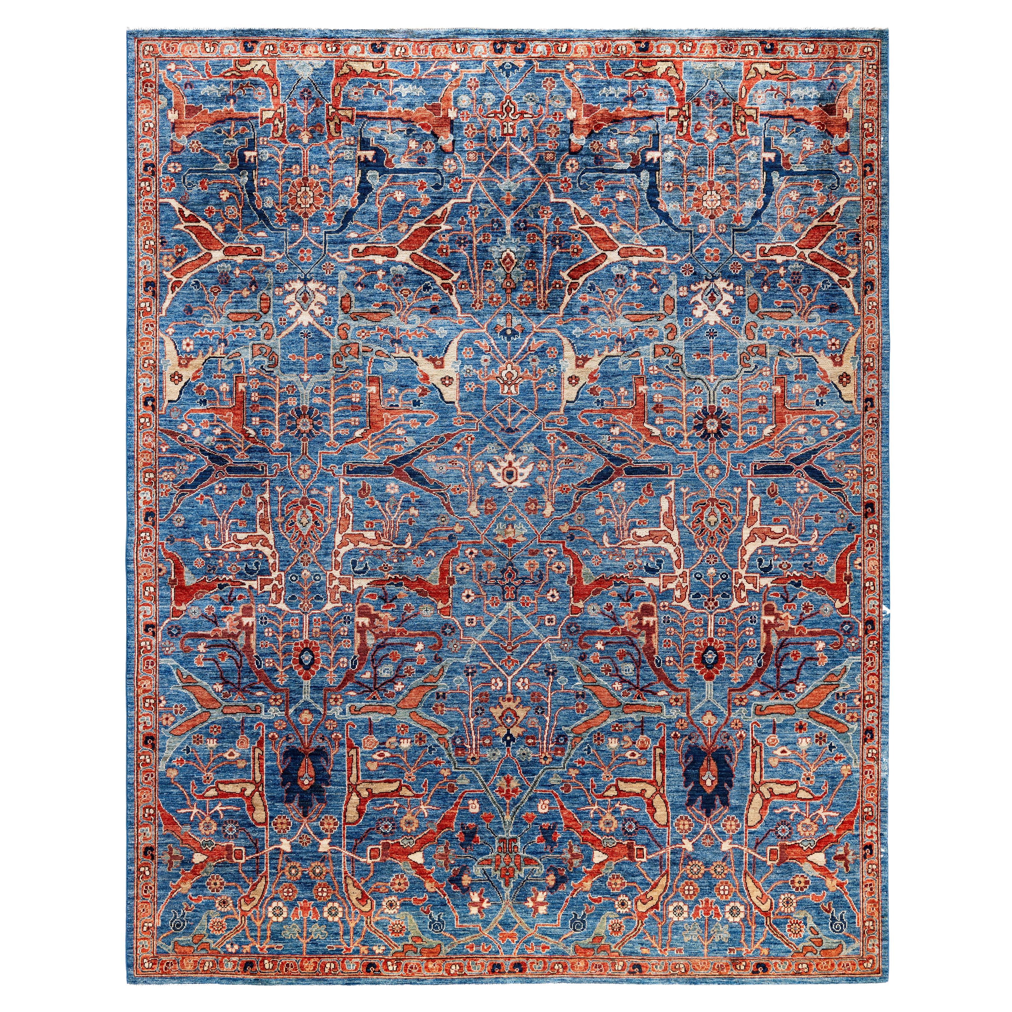 Tappeto Serapi in lana blu unico nel suo genere 8' 0" x 9' 10"