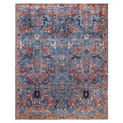 Alfombra de lana azul única Serapi 8' 0" x 9' 10"
