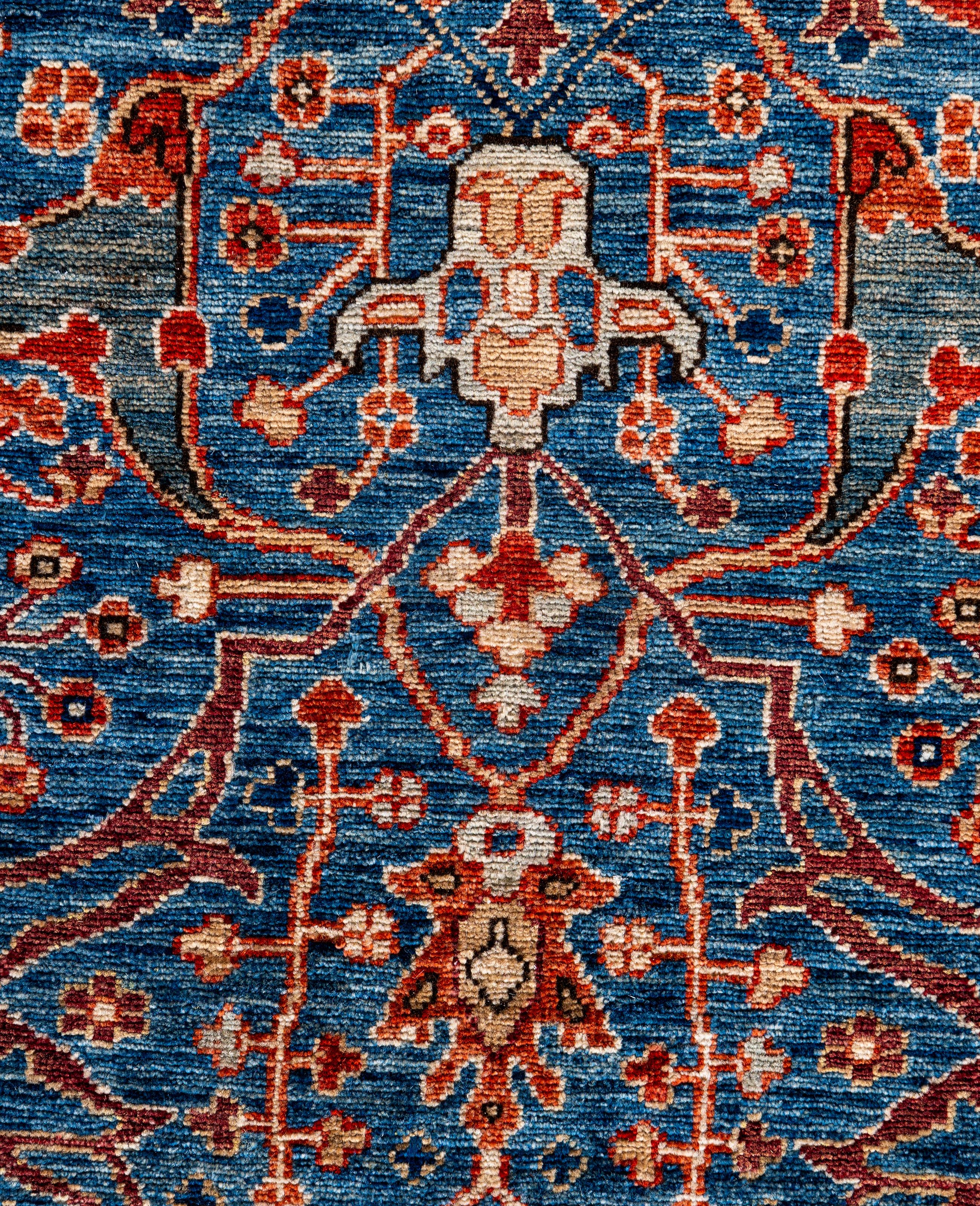 Pakistani Serapi One-of-a-Kind Wool Blue Area Rug 8' 0