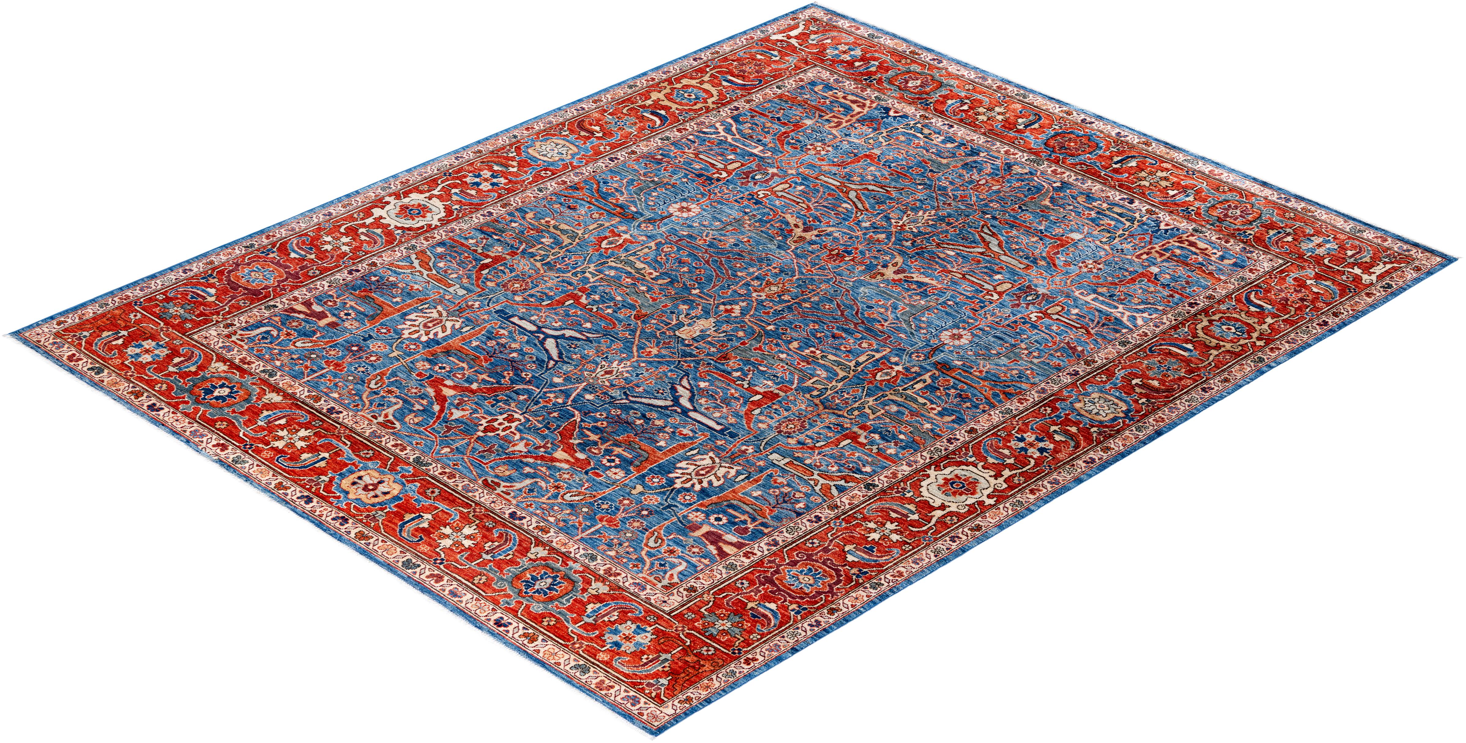 Serapi One-of-a-Kind Wool Blue Area Rug 8' 0