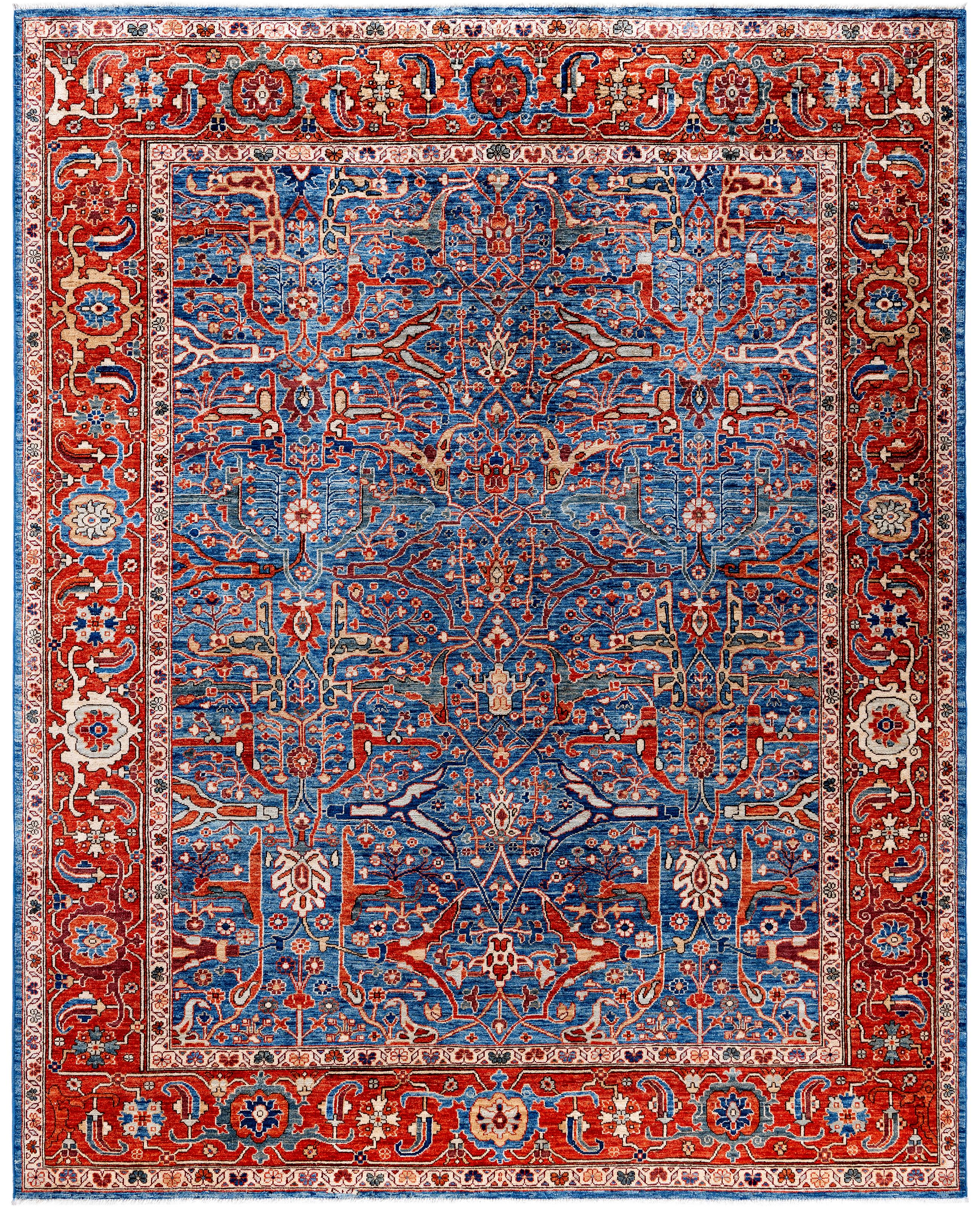 Serapi One-of-a-Kind Wool Blue Area Rug 8' 0" x 9' 11" For Sale
