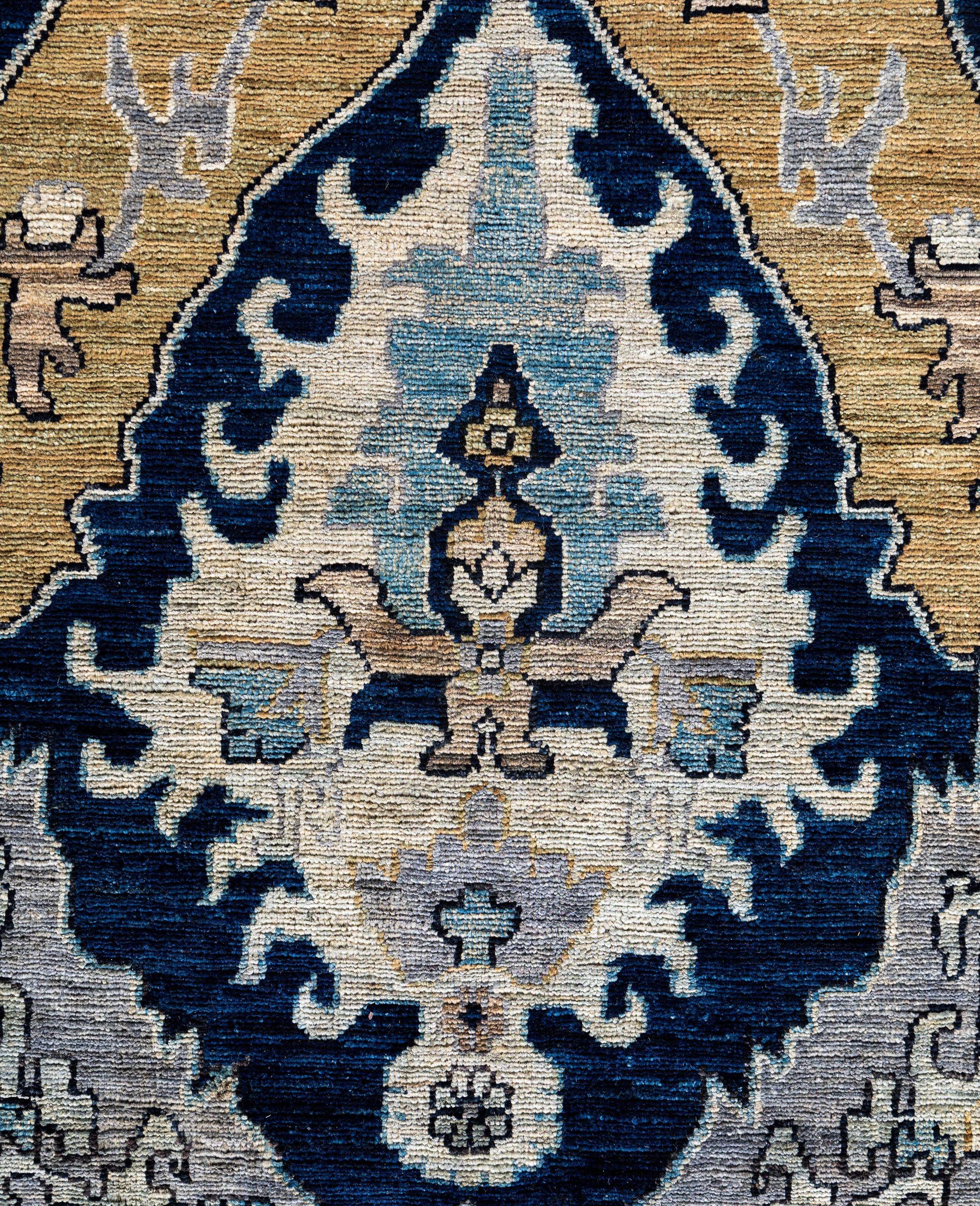 Alfombra de lana azul única Serapi 8' 0