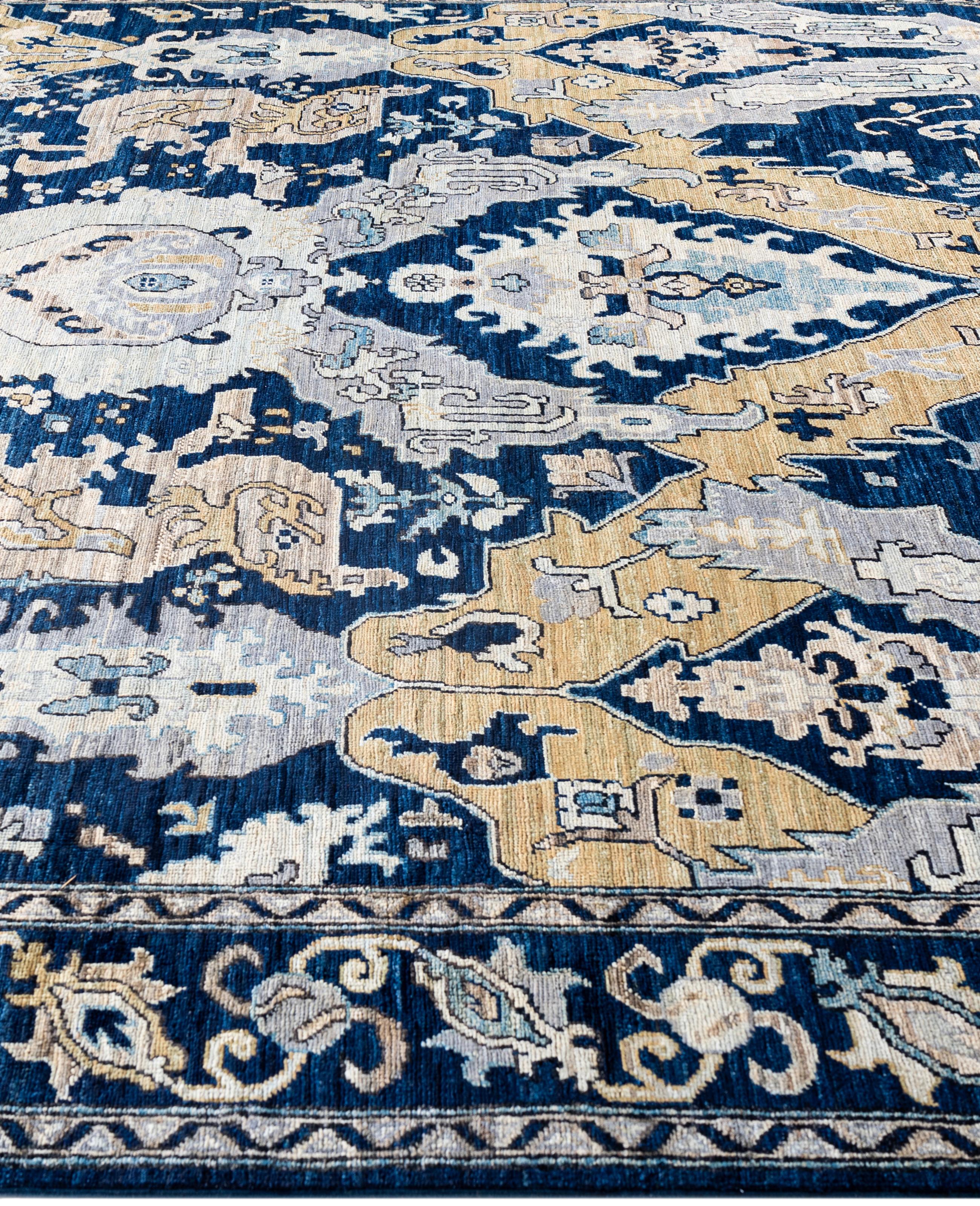 Alfombra de lana azul única Serapi 8' 0