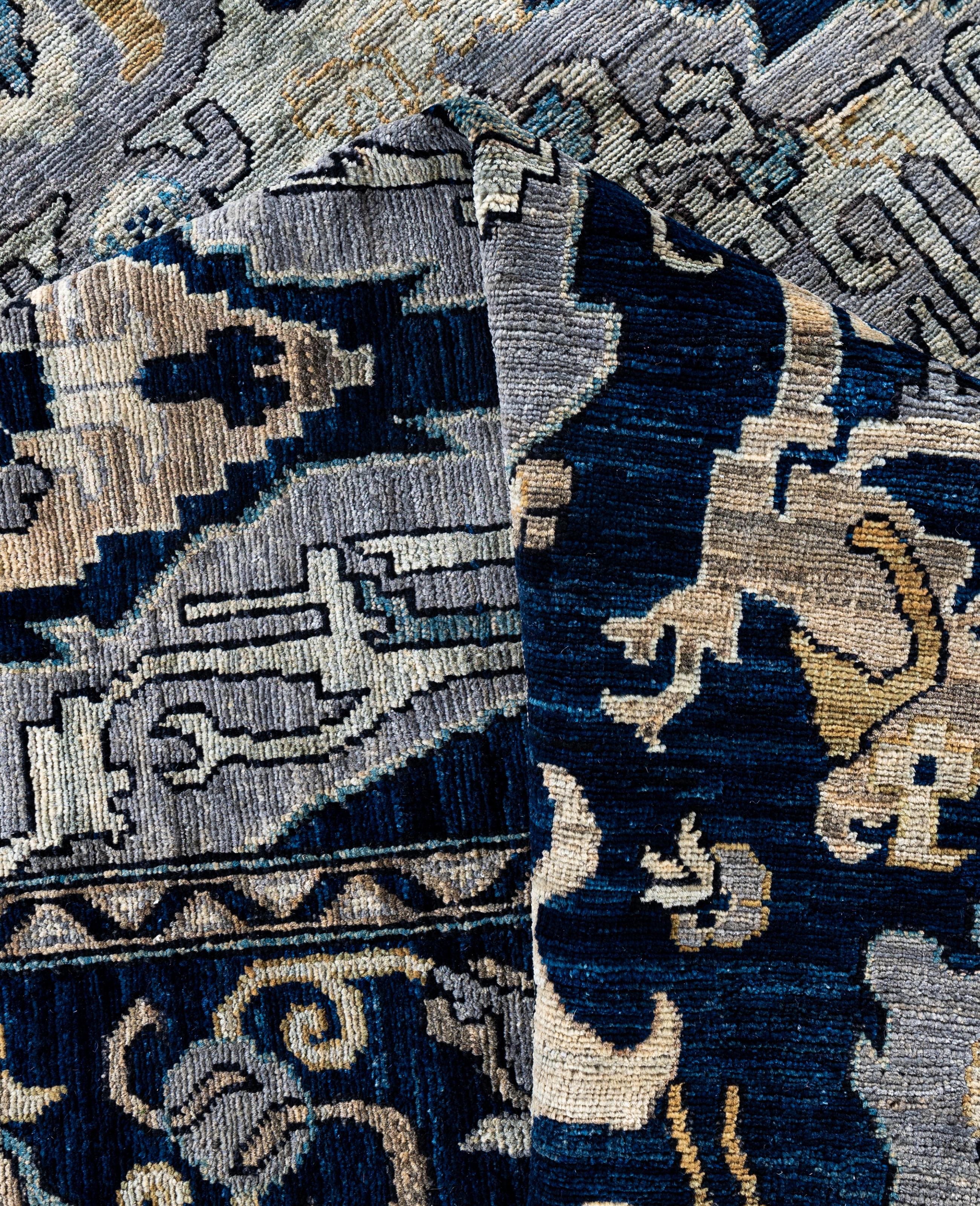 Alfombra de lana azul única Serapi 8' 0