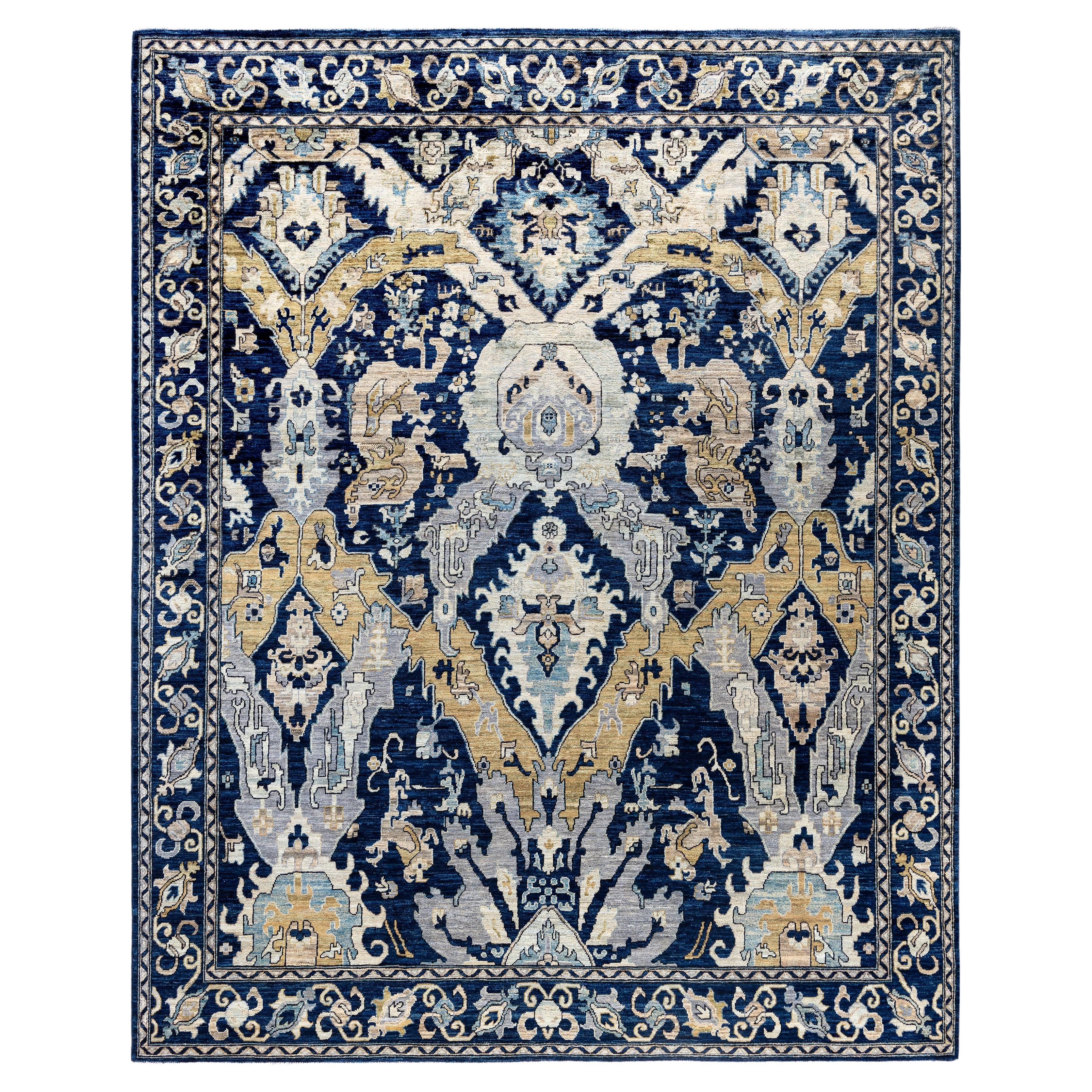 Alfombra de lana azul única Serapi 8' 0" x 9' 9" en venta