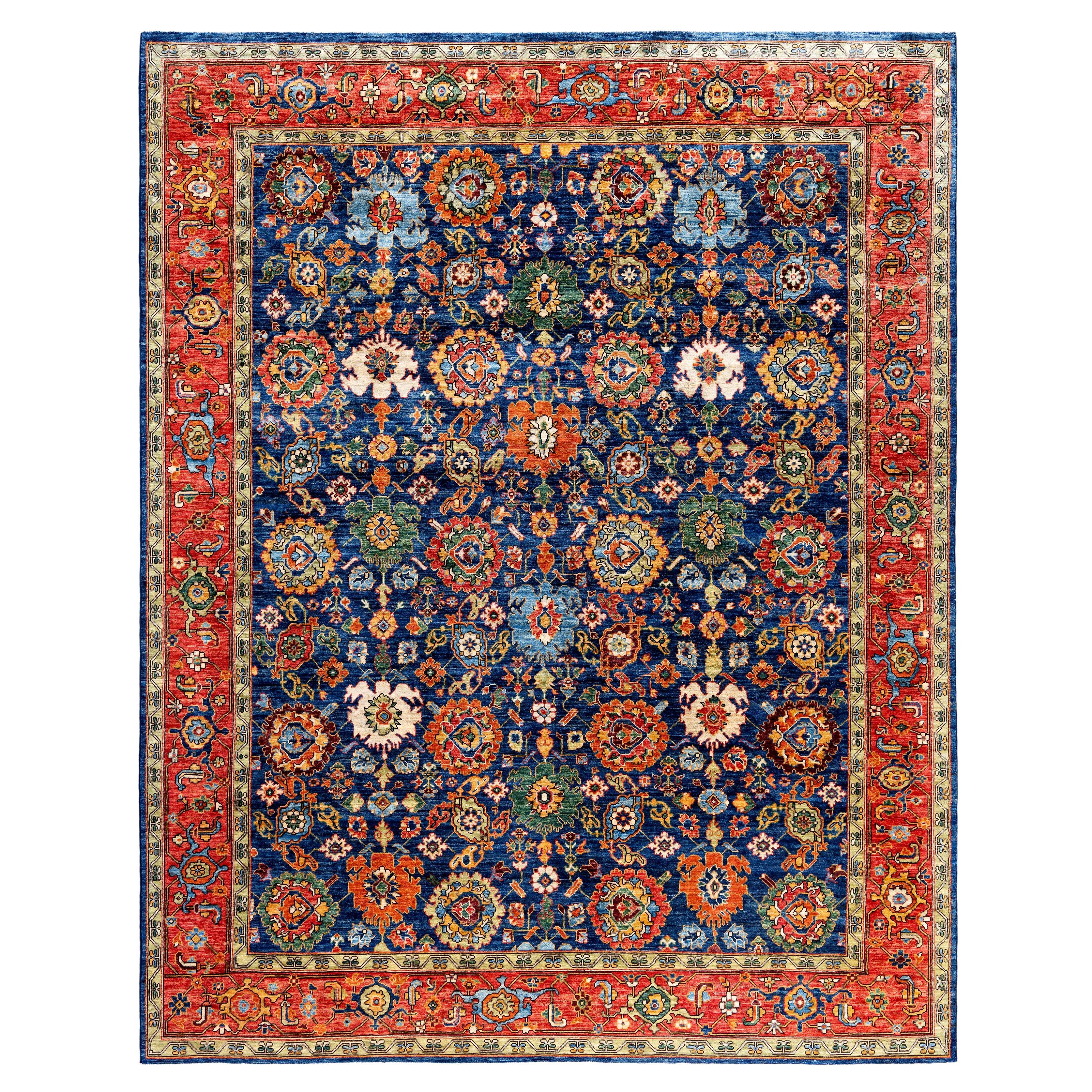 Alfombra de lana azul única Serapi 8' 1" x 10' 3"