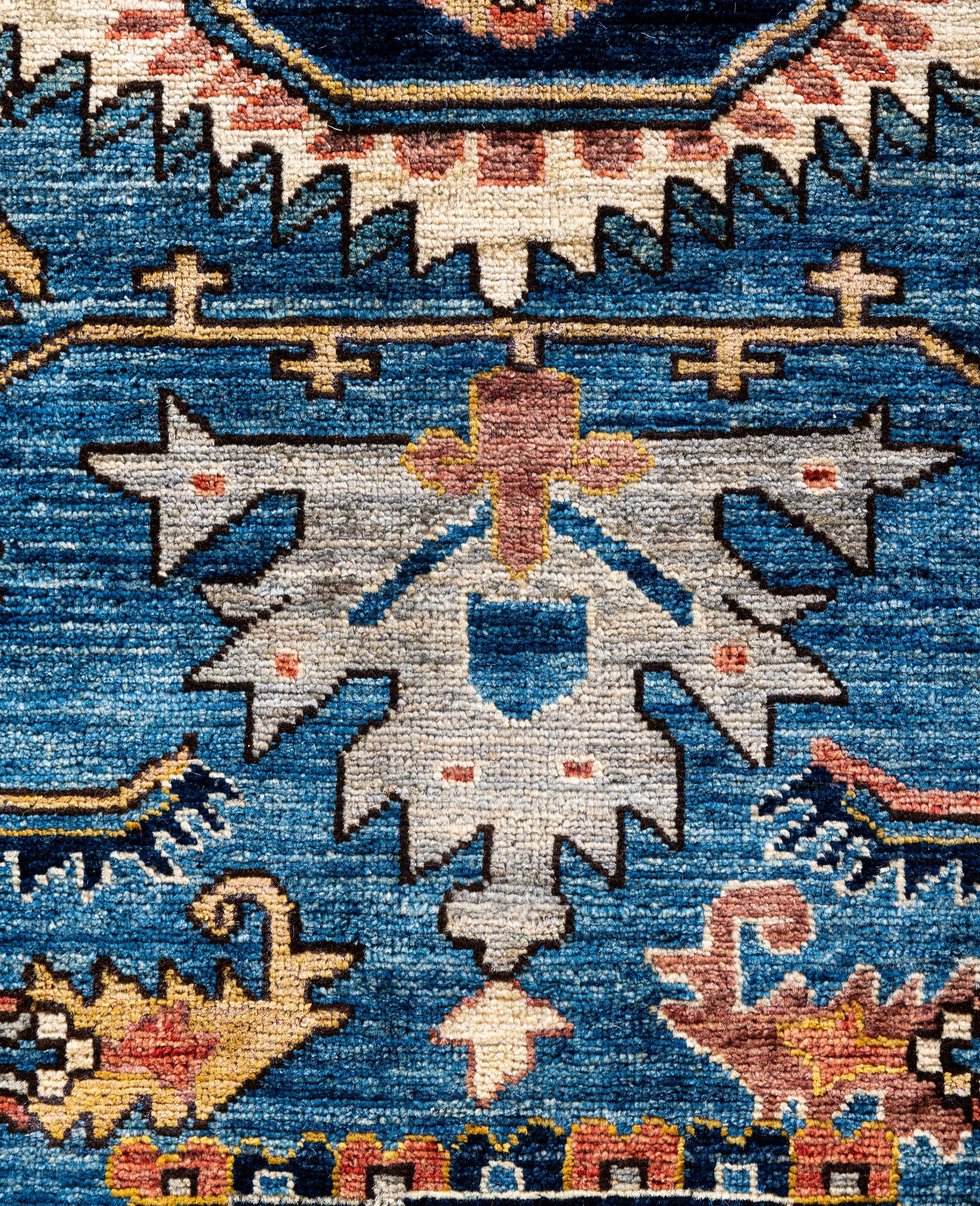 Pakistani Serapi One-of-a-Kind Wool Blue Area Rug 8' 1