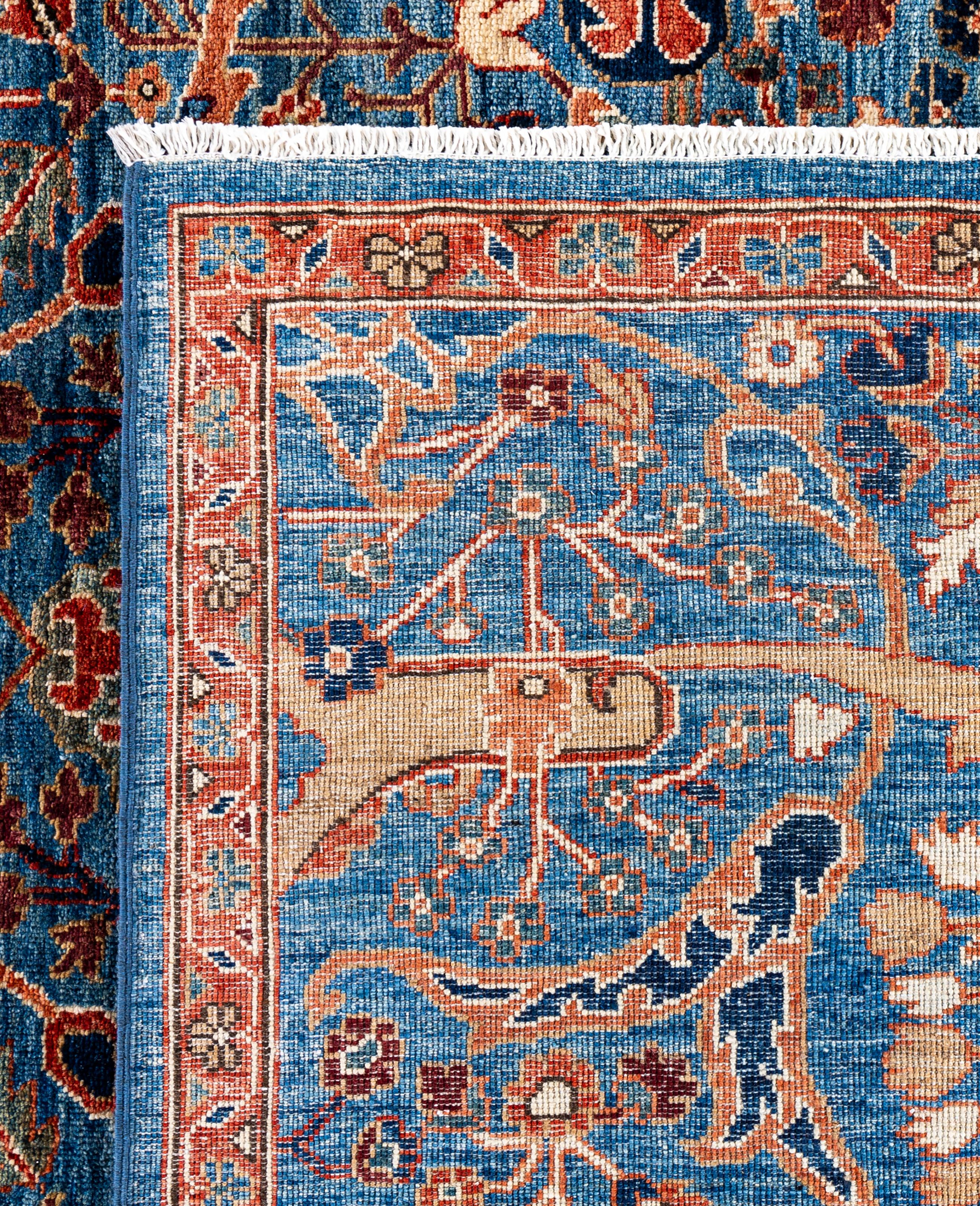 Serapi Tapis unique en laine bleu 8' 10