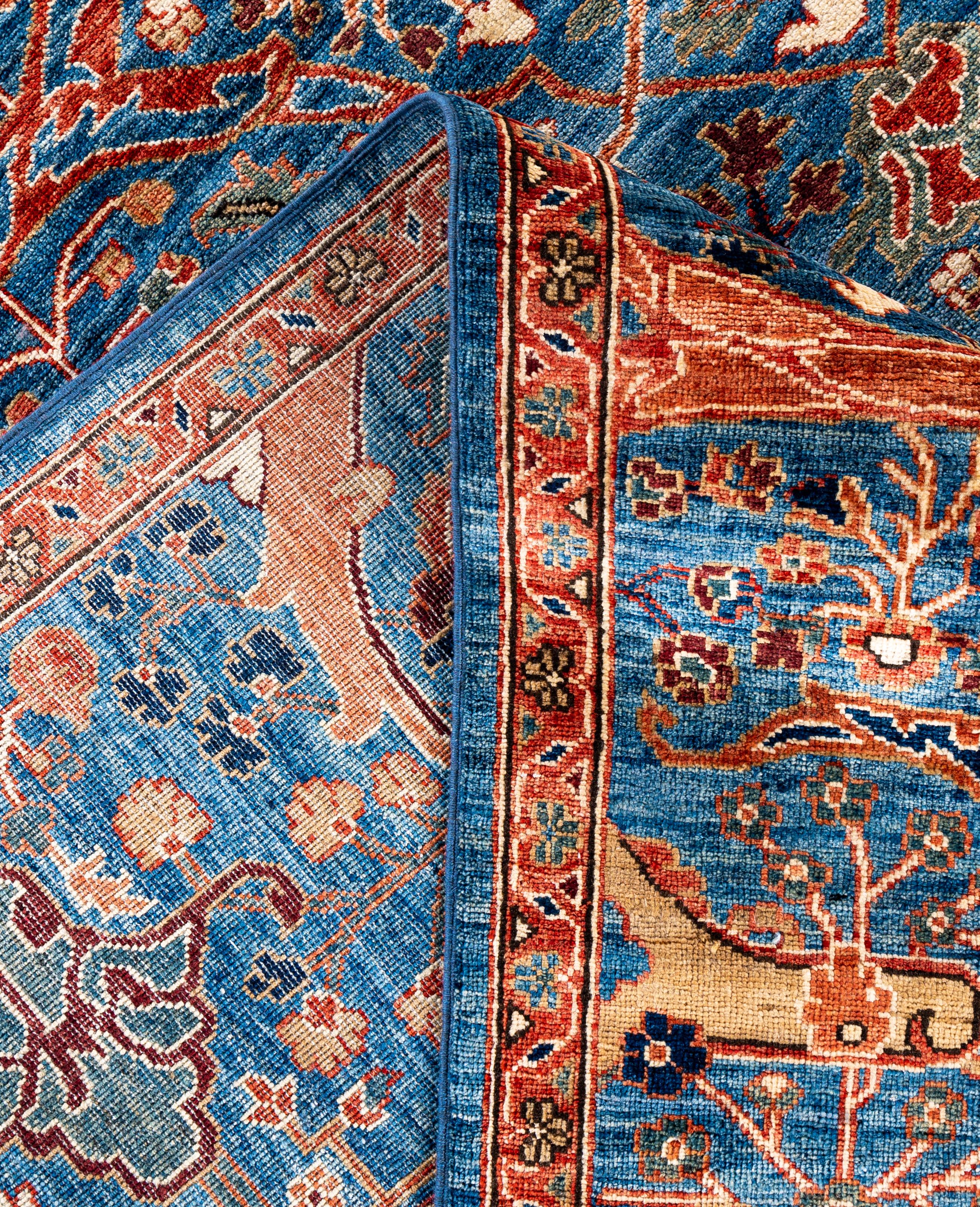 XXIe siècle et contemporain Serapi Tapis unique en laine bleu 8' 10