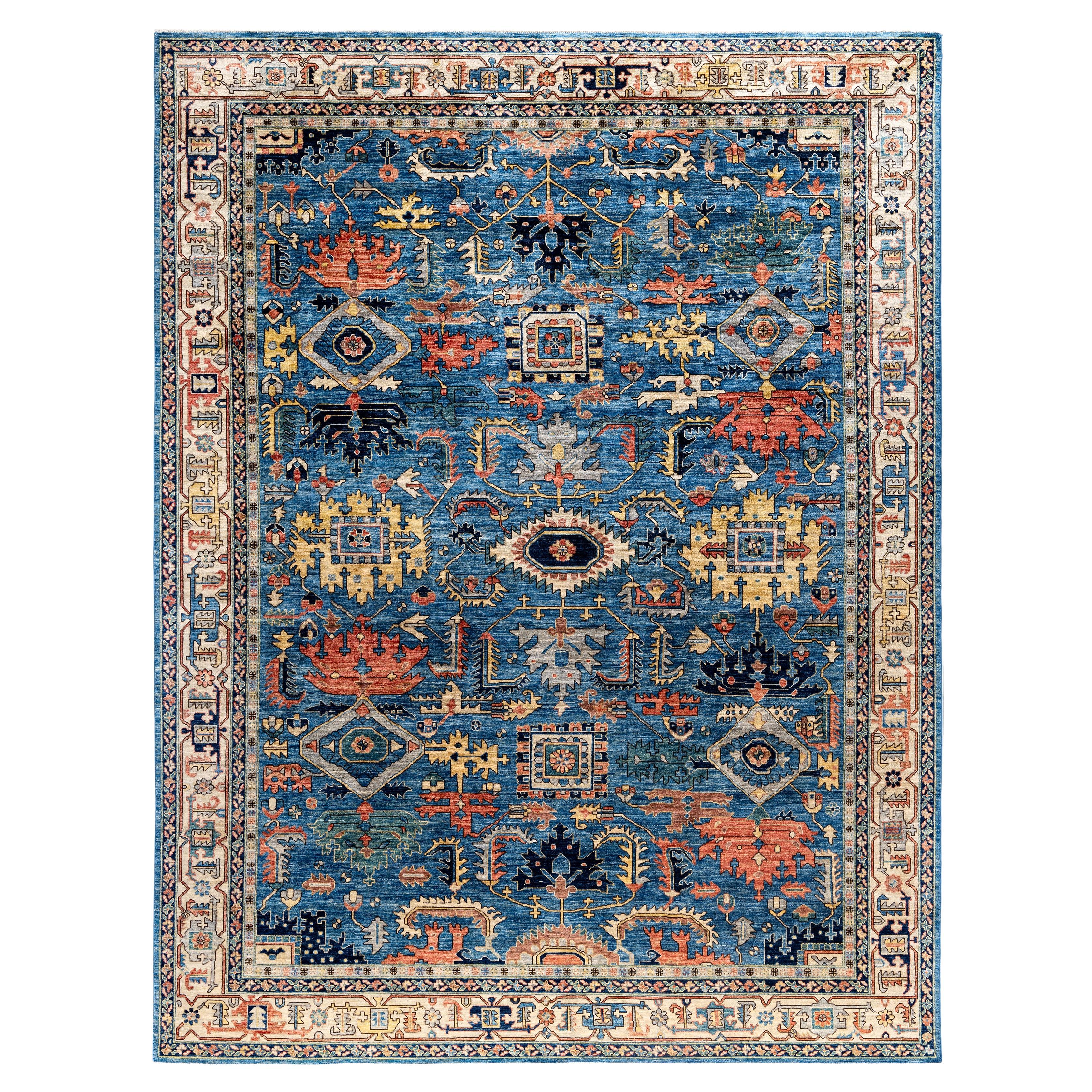 Serapi One-of-a-Kind Wool Blue Area Rug 8' 11" x 11' 9"