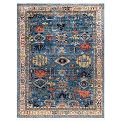 Alfombra de lana azul única Serapi 8' 11" x 11' 9"