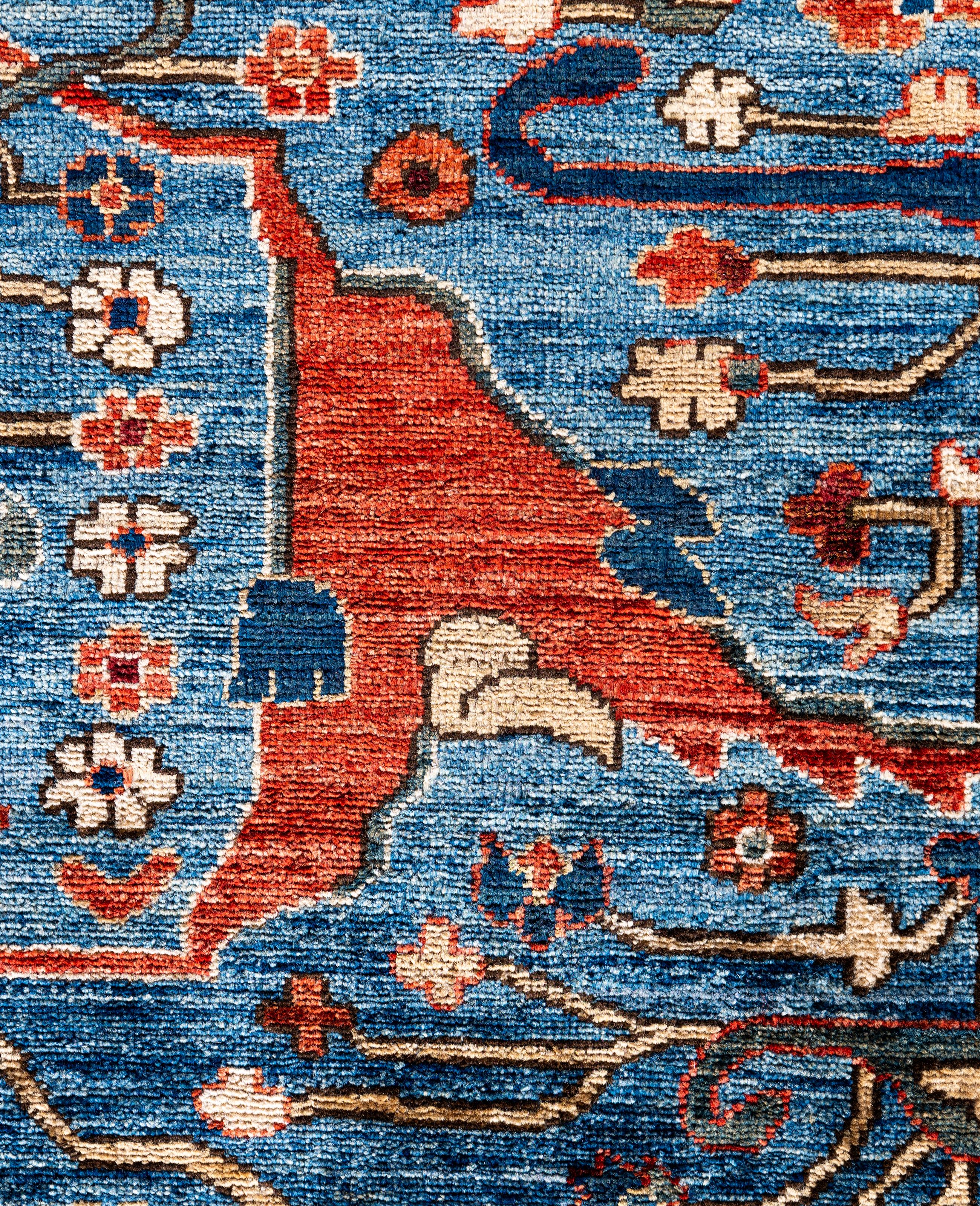 Alfombra de lana azul única Serapi 8' 11