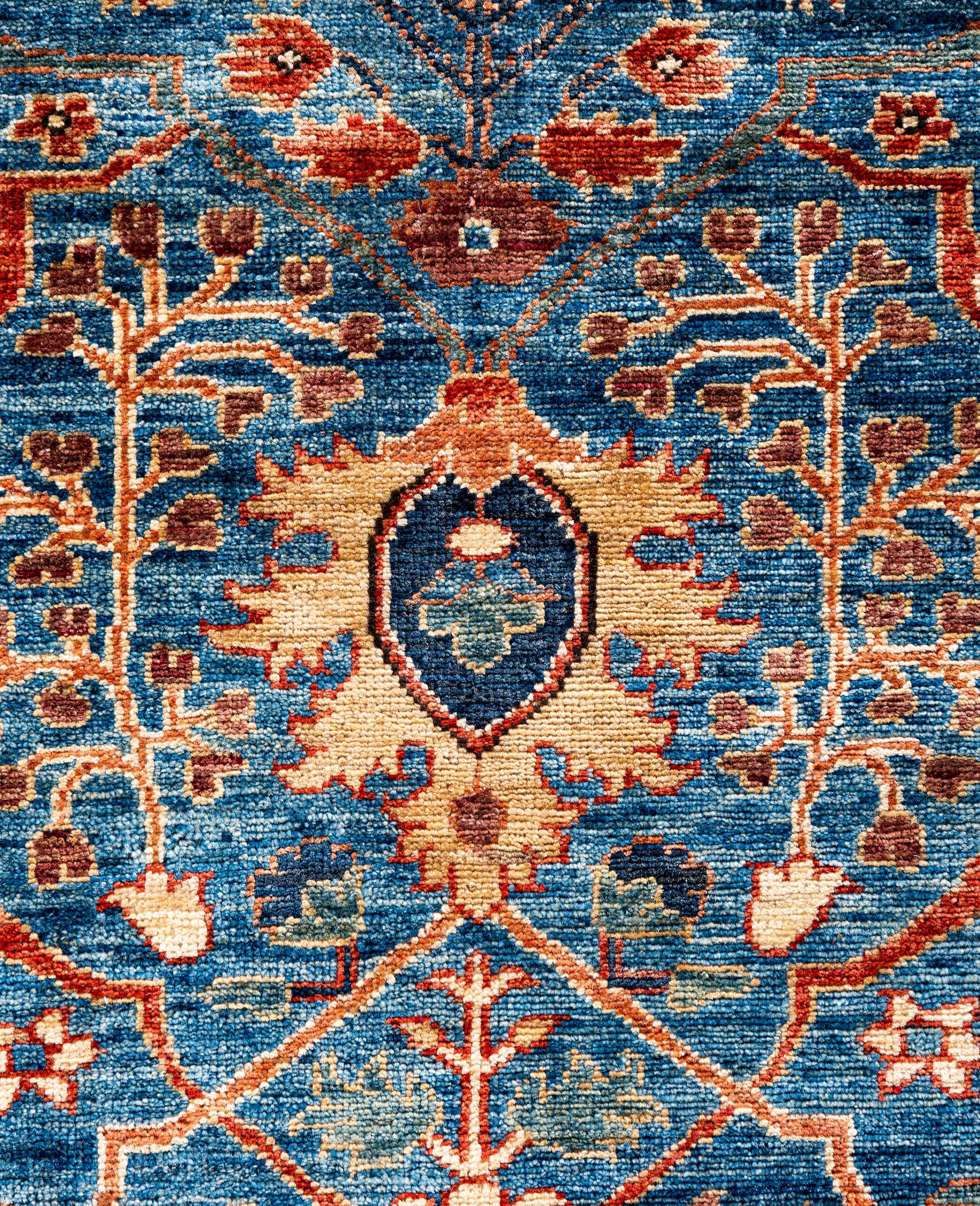 Pakistano Tappeto Serapi One-of-a-Kind in Lana Blu 8' 2