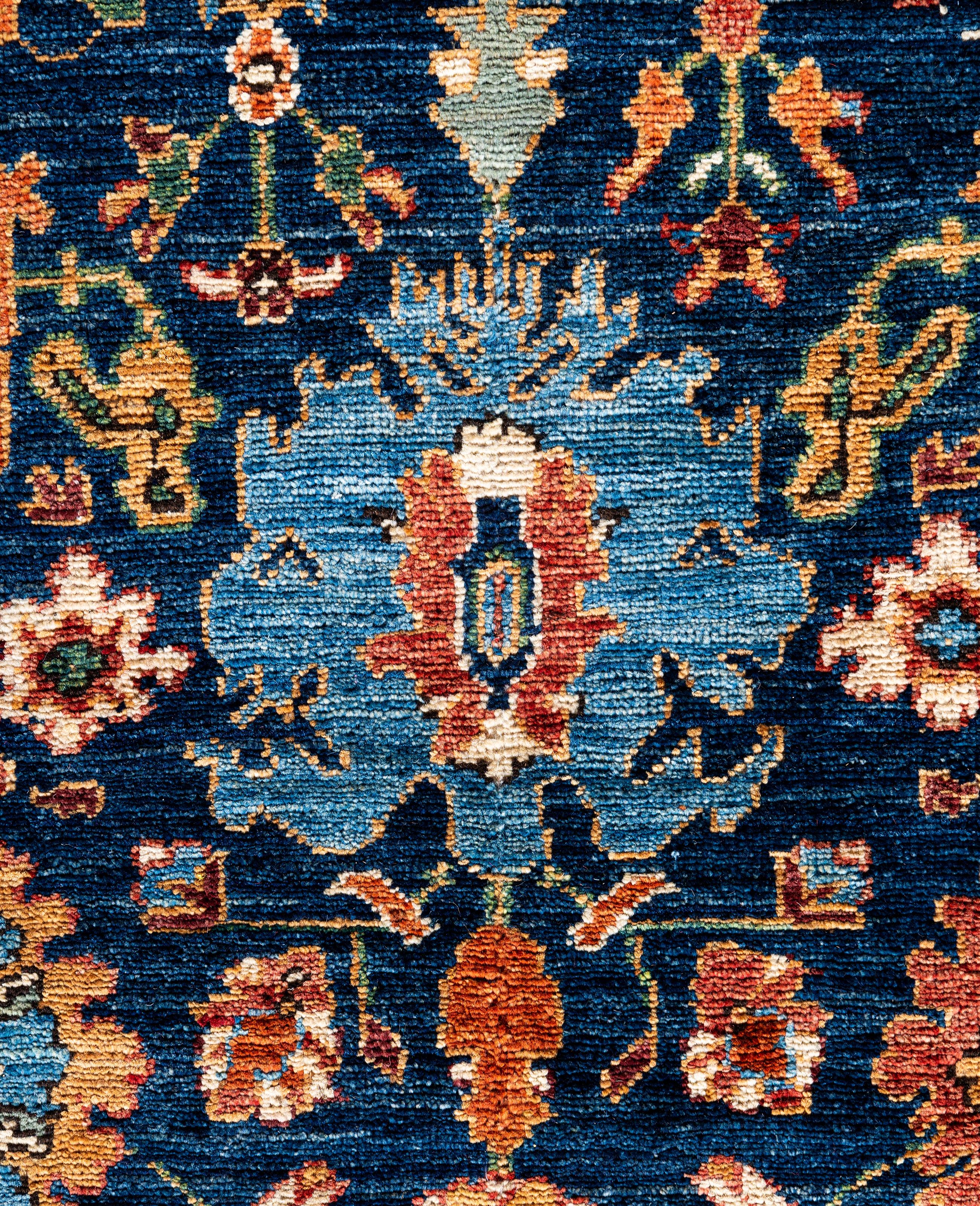 Pakistano Tappeto Serapi One-of-a-Kind Wool Blue Area Rug 8' 2