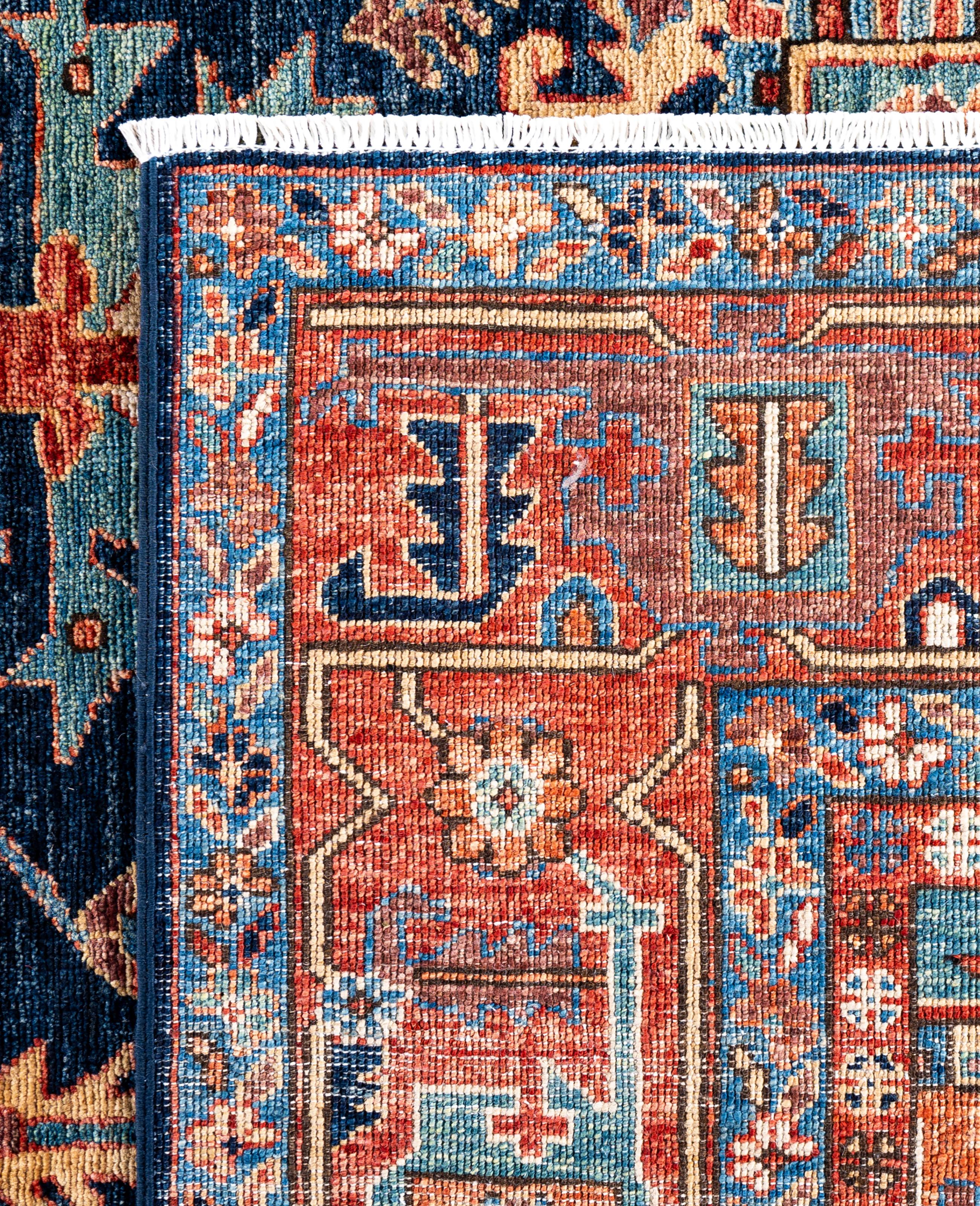 Serapi Tapis unique en laine bleu 8' 2