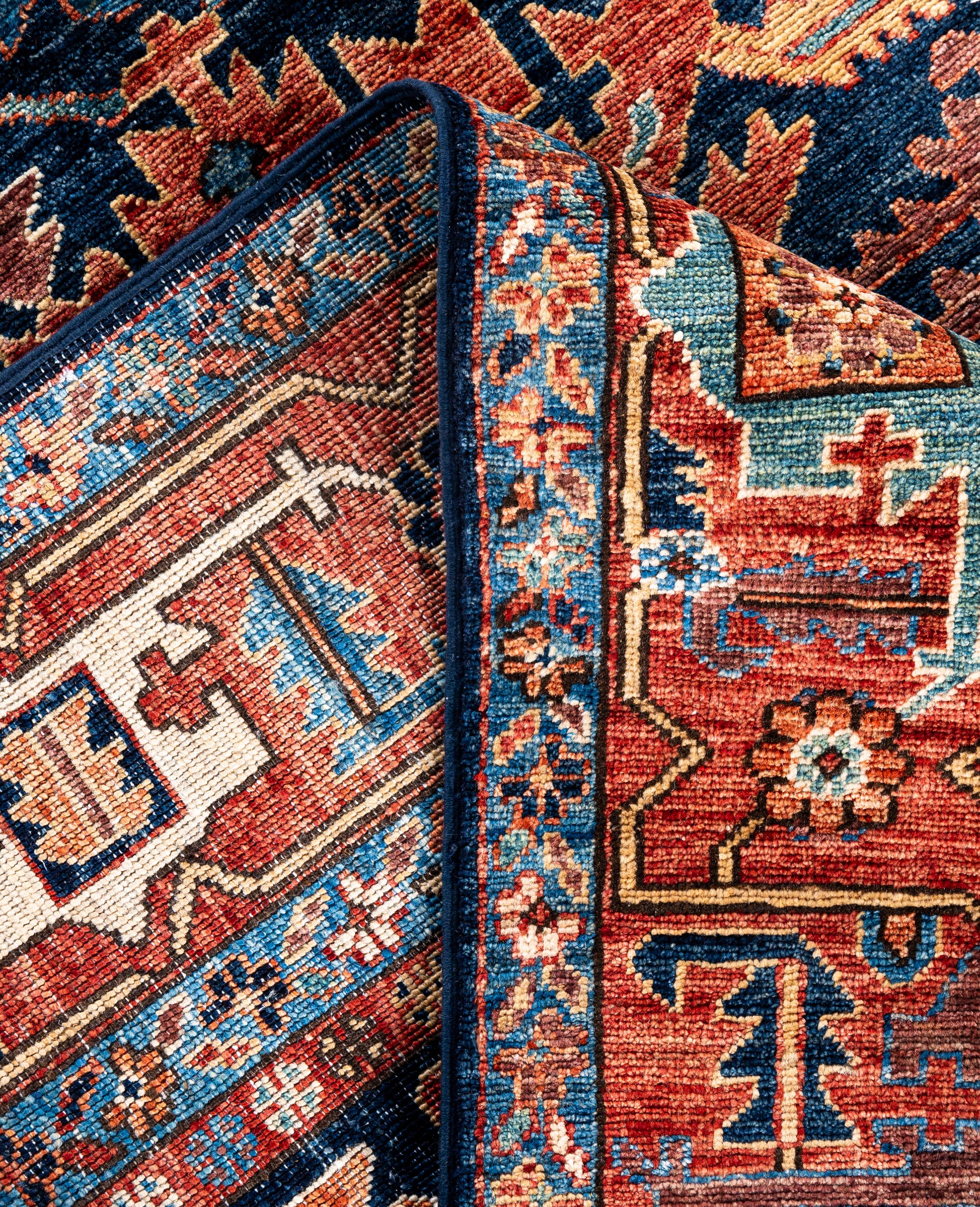 XXIe siècle et contemporain Serapi Tapis unique en laine bleu 8' 2