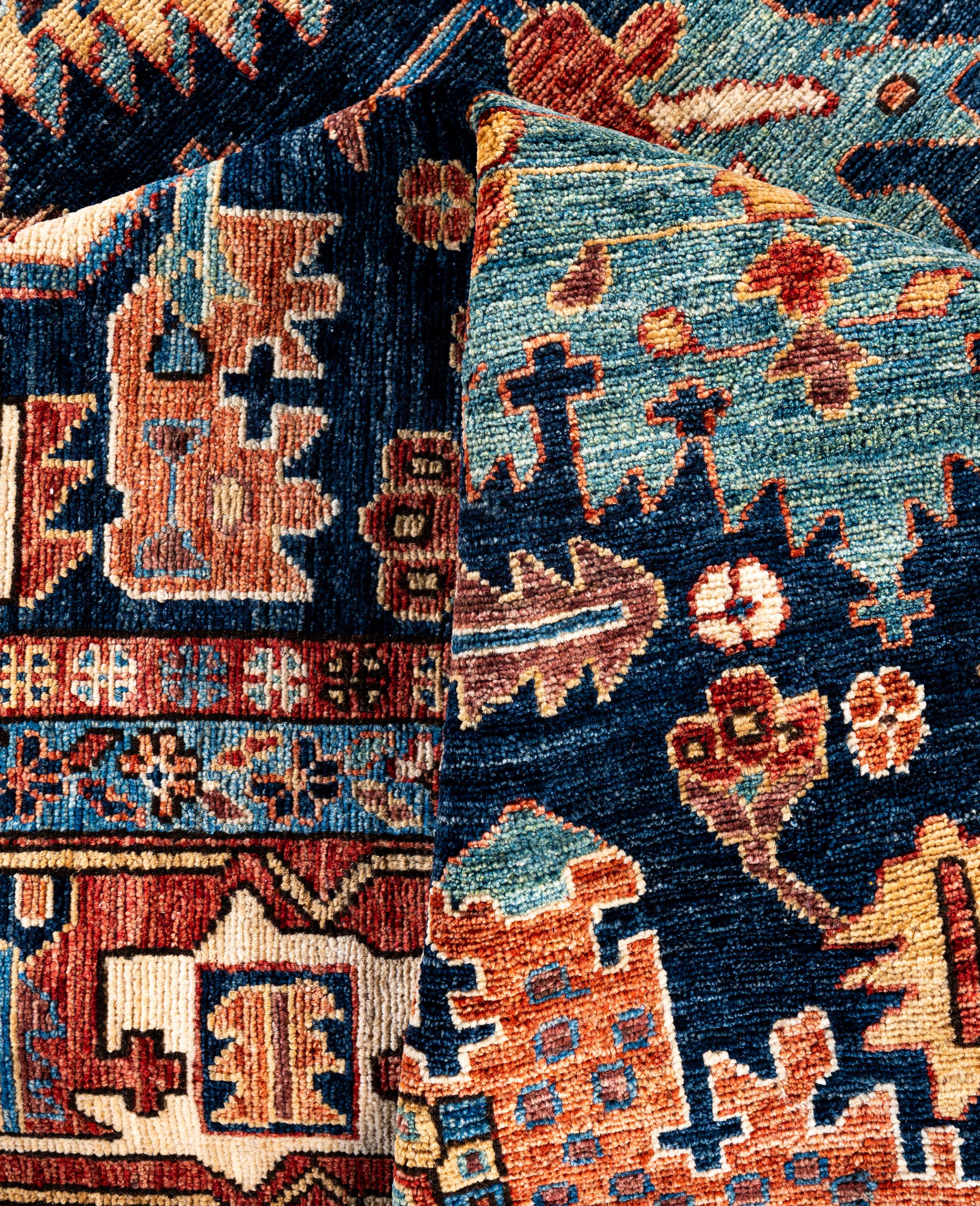 Laine Serapi Tapis unique en laine bleu 8' 2