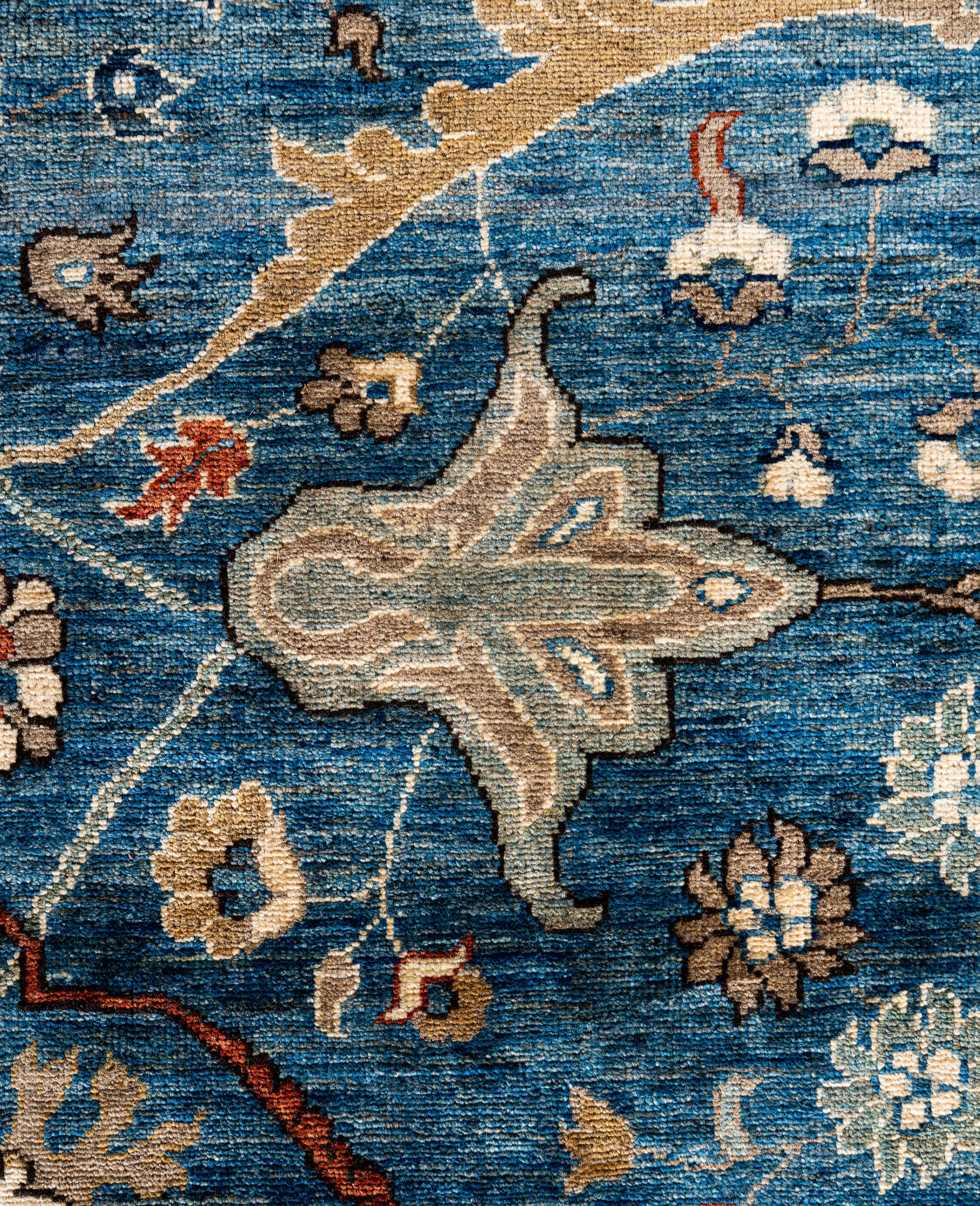 Pakistanais Serapi Tapis unique en laine bleu 8' 2