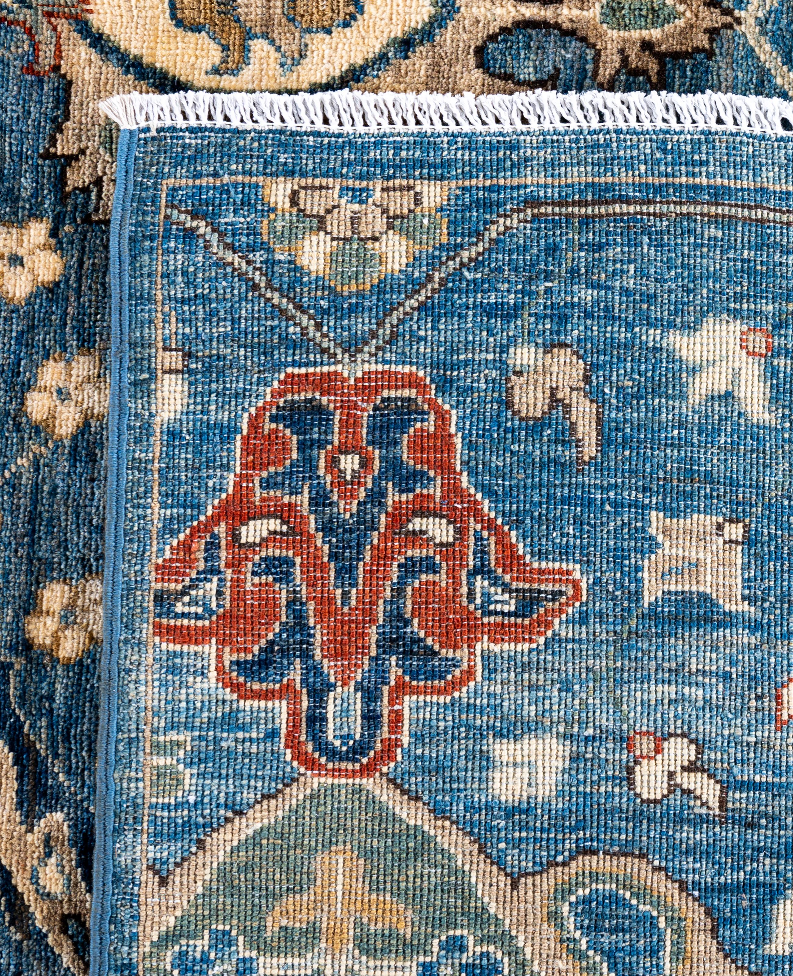 Serapi Tapis unique en laine bleu 8' 2