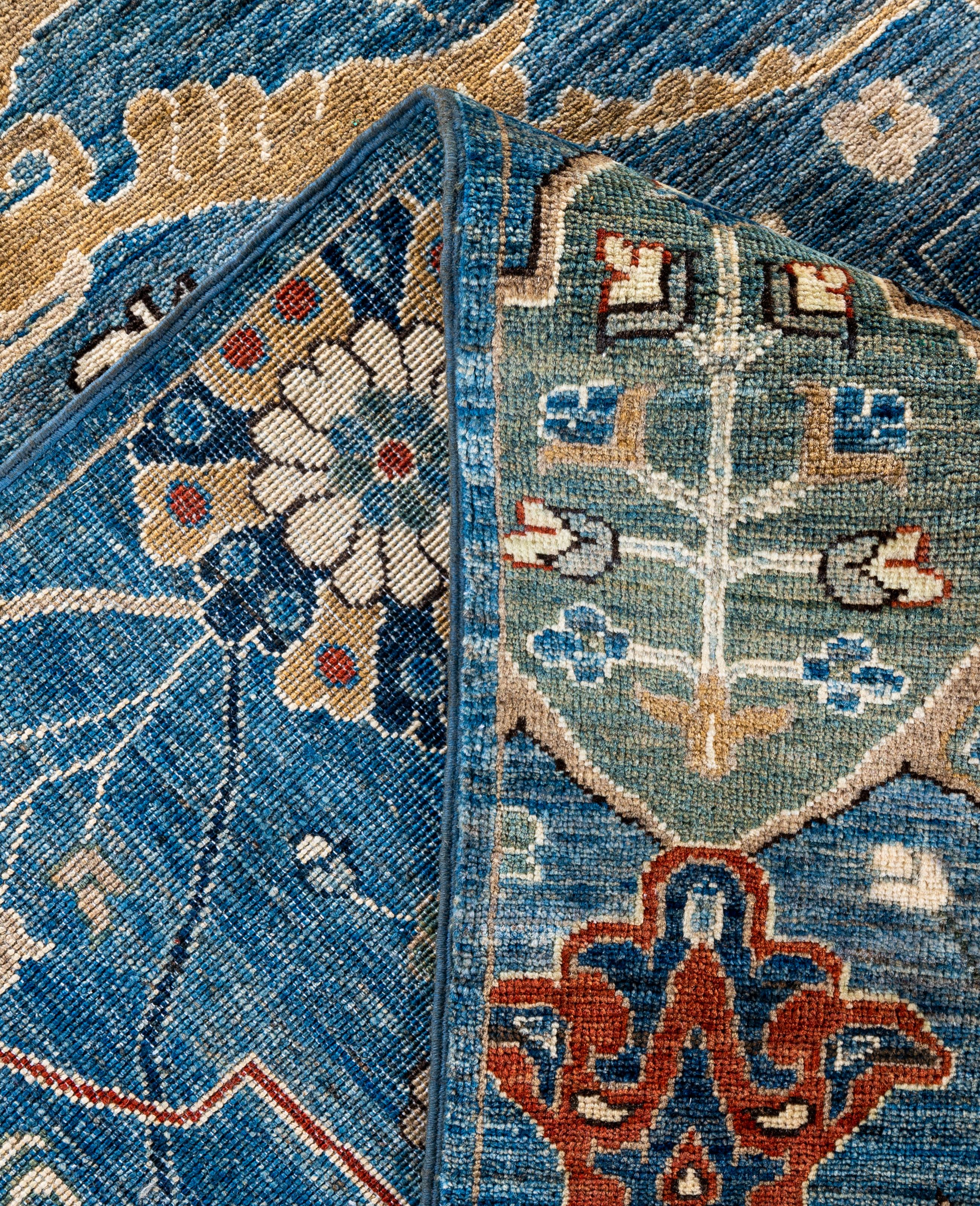 XXIe siècle et contemporain Serapi Tapis unique en laine bleu 8' 2