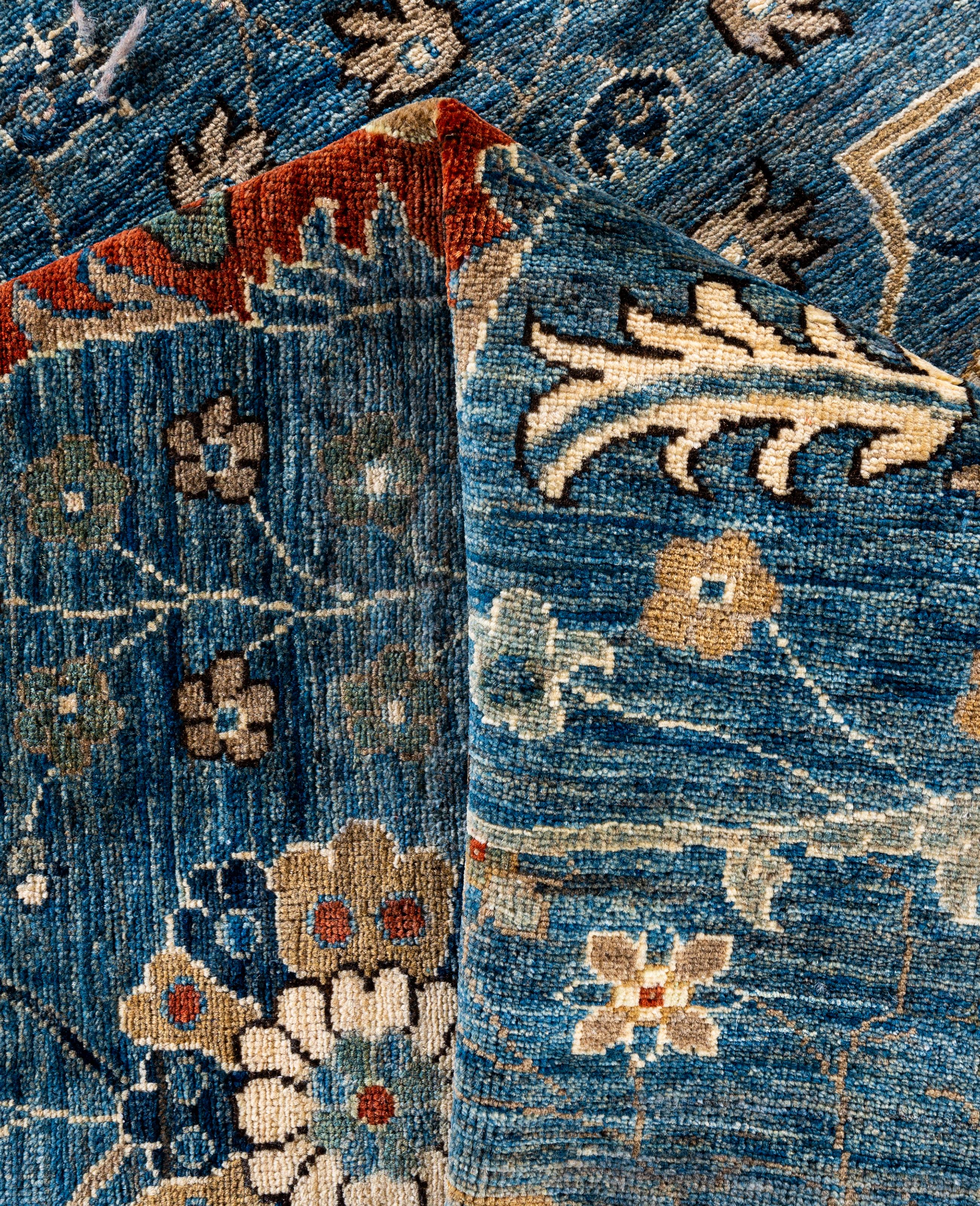 Laine Serapi Tapis unique en laine bleu 8' 2