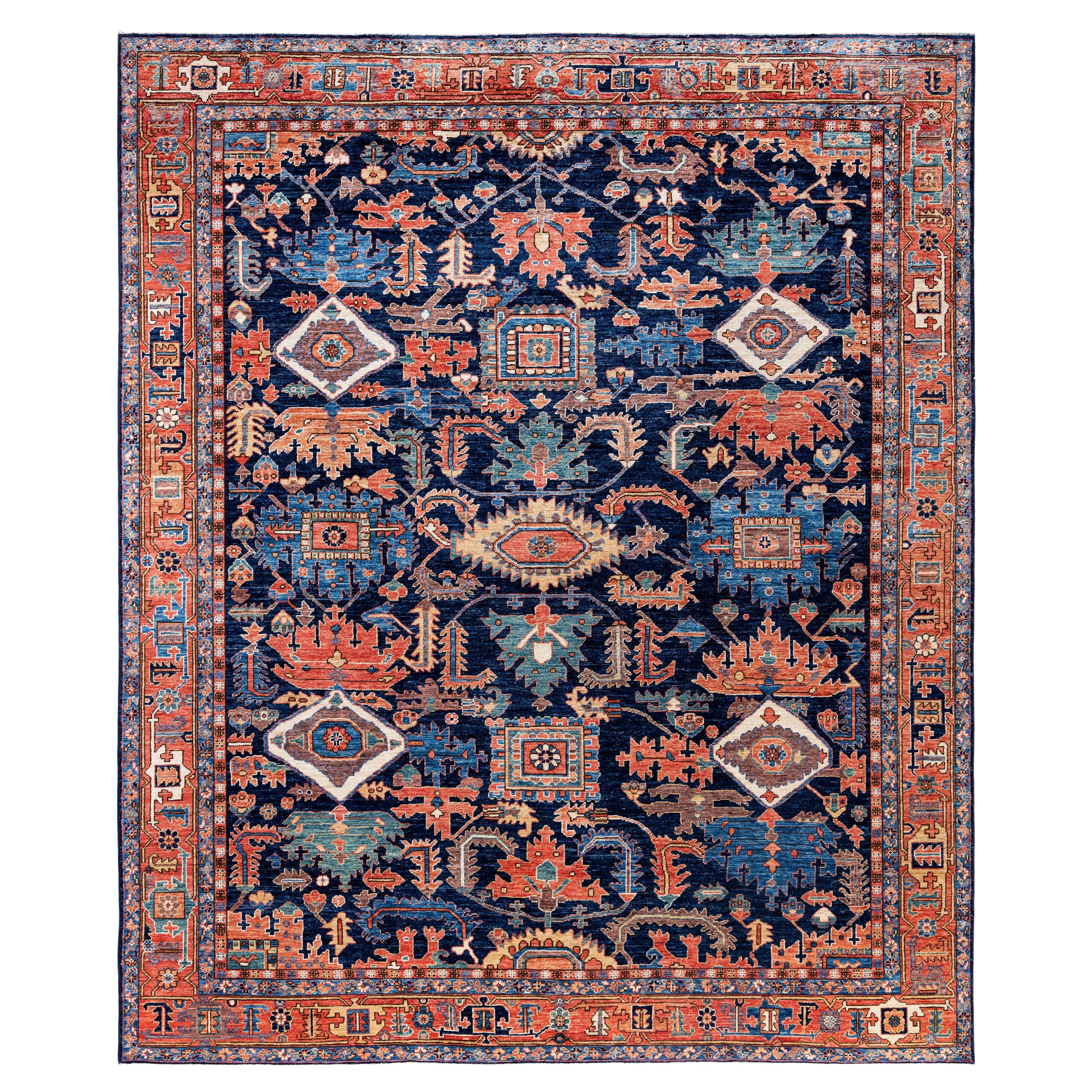 Serapi One-of-a-Kind Wool Blue Area Rug 8
 2" x 9
 11" For Sale