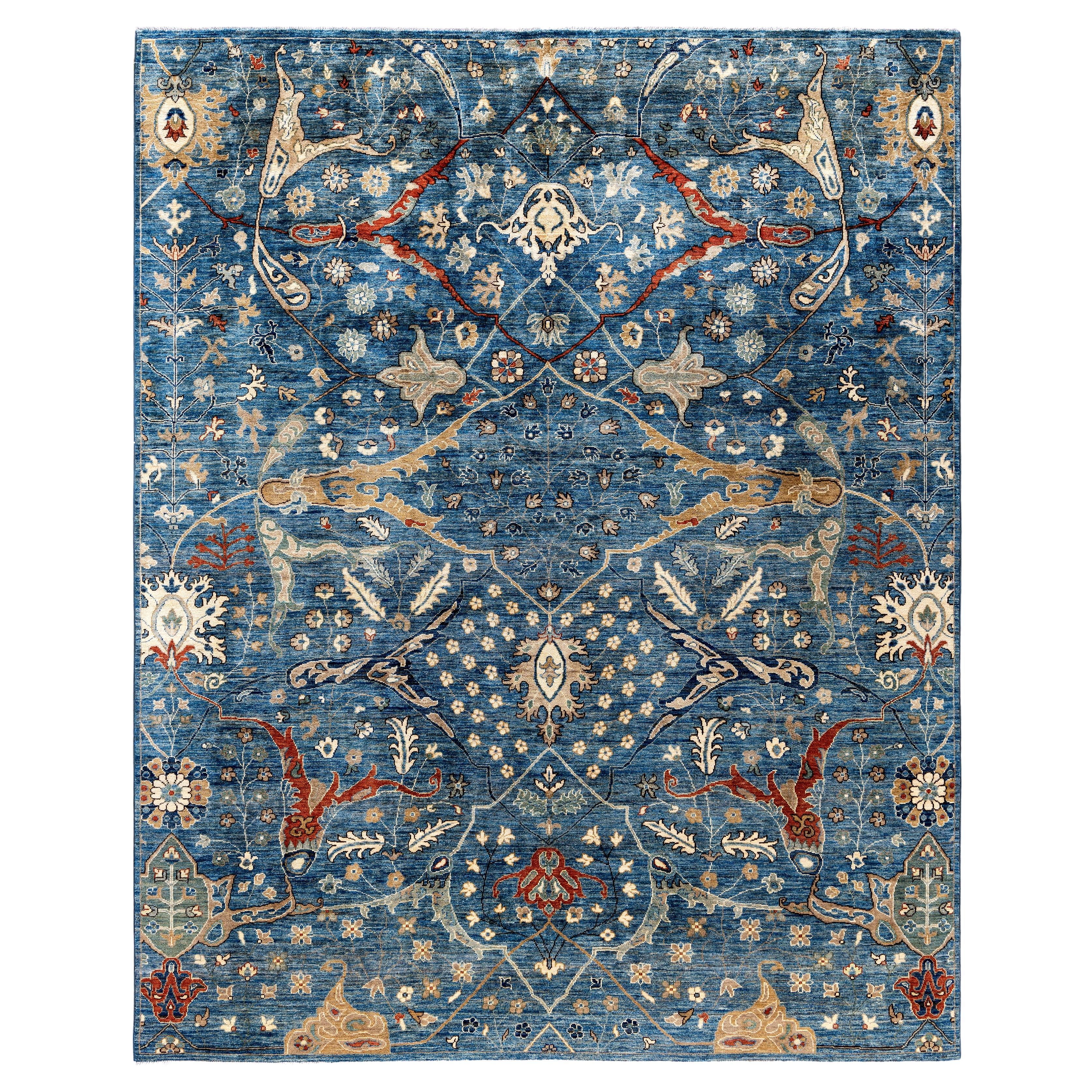 Tappeto Serapi in lana blu unico nel suo genere 8' 2" x 9' 11"