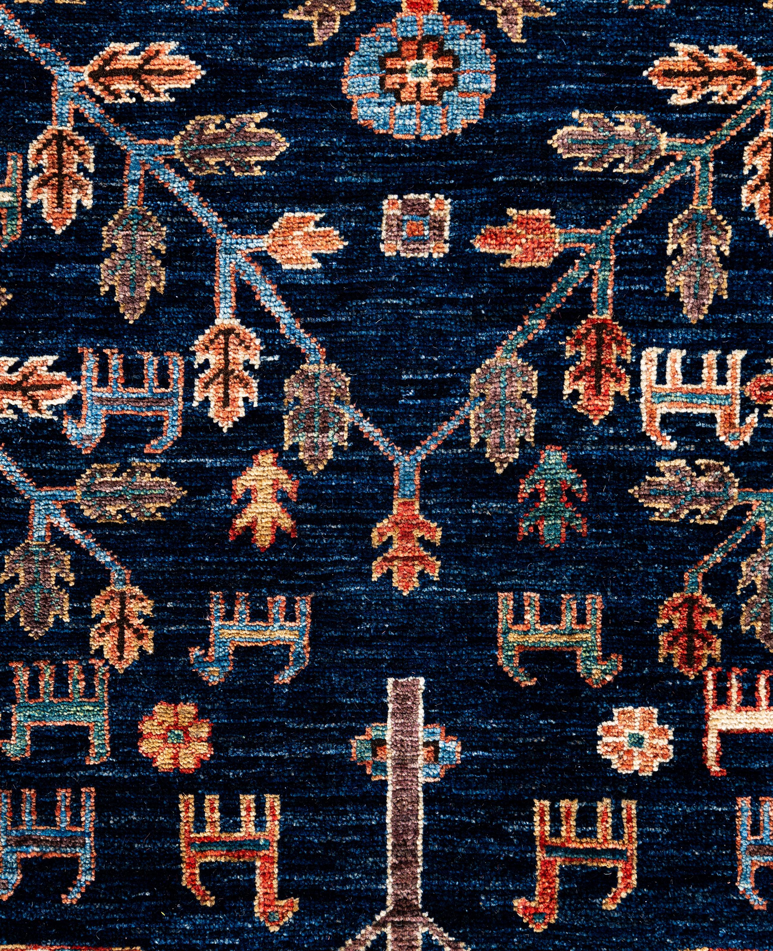 Pakistanais Serapi Tapis unique en laine bleu 8' 3