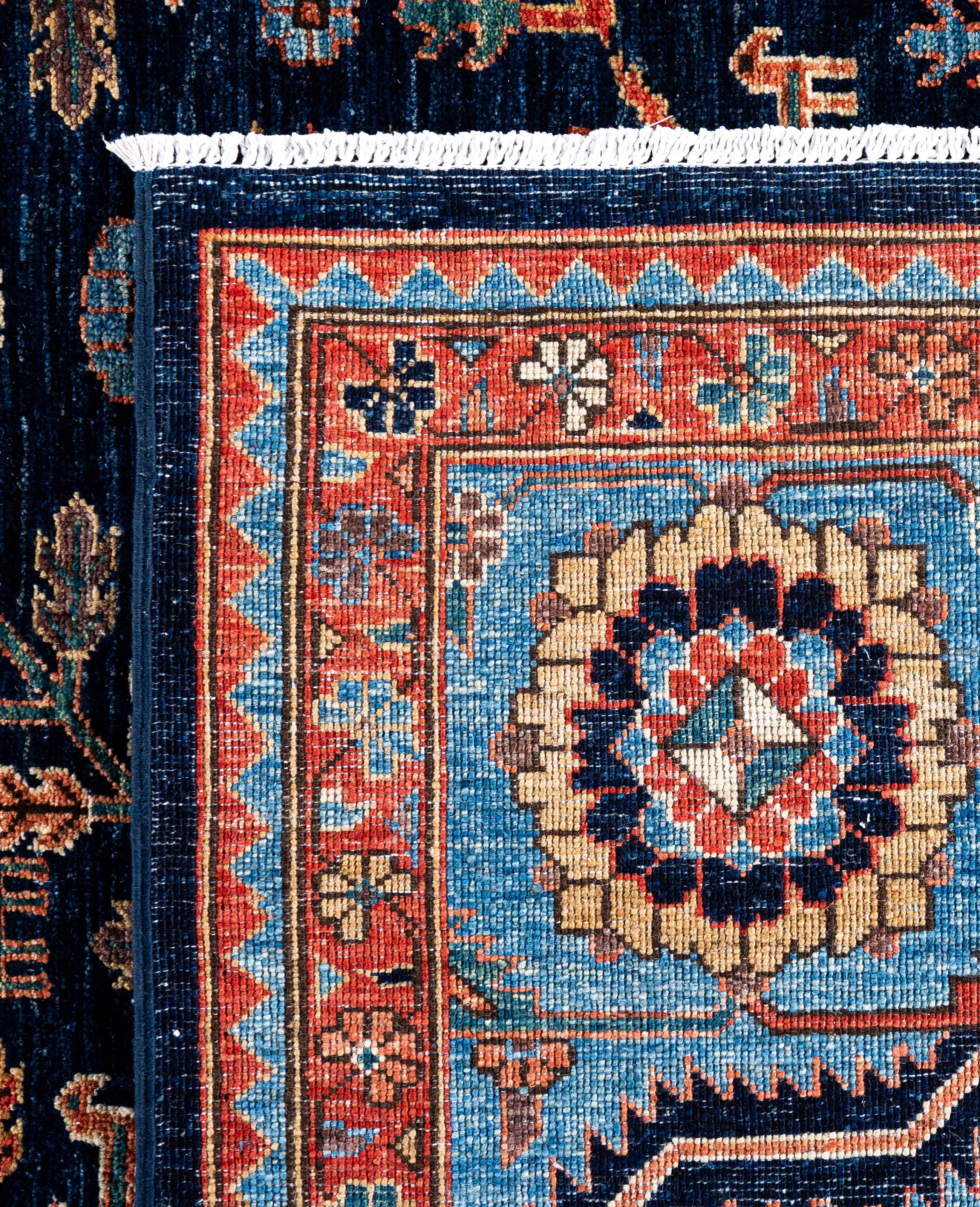 Serapi Tapis unique en laine bleu 8' 3