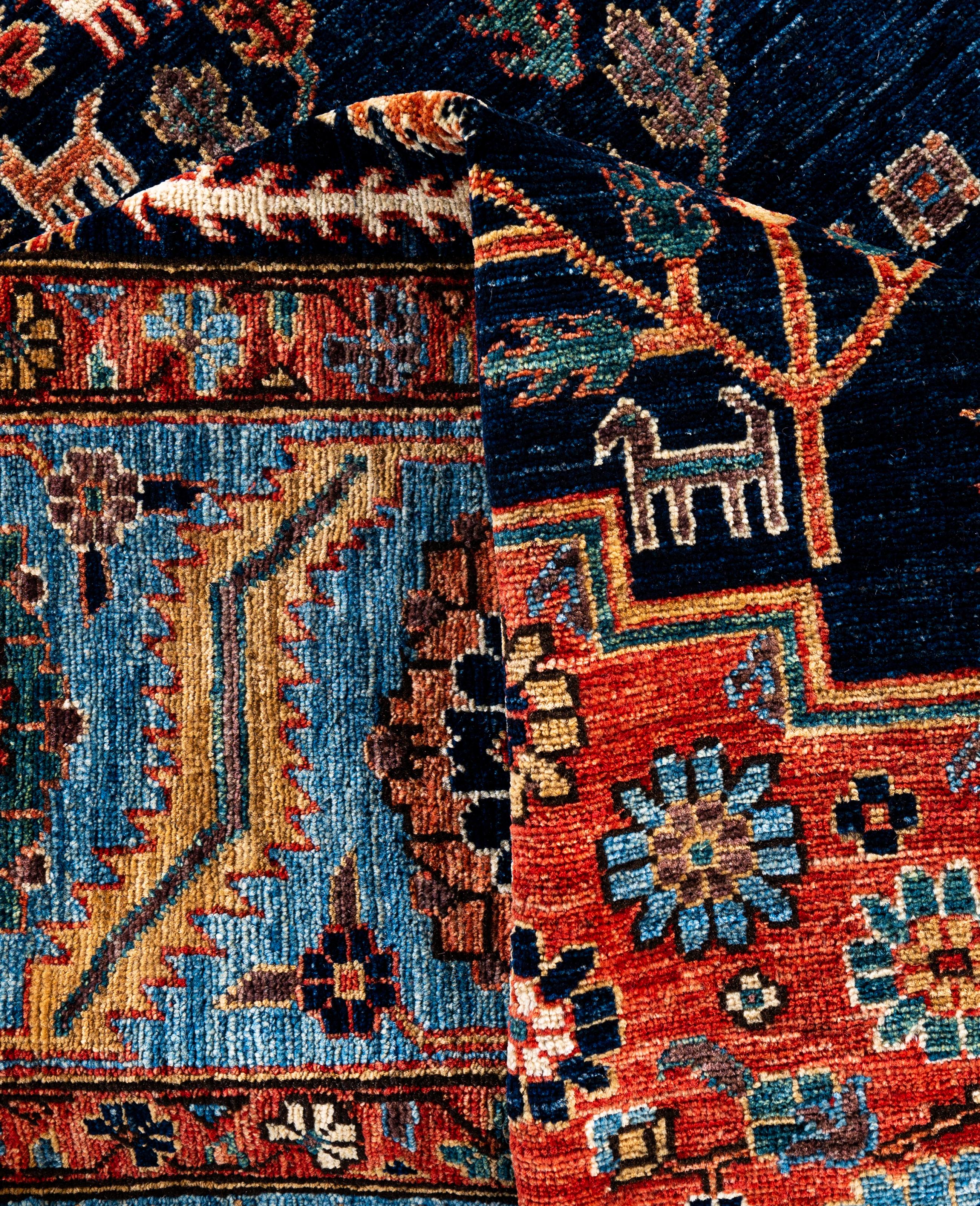 Laine Serapi Tapis unique en laine bleu 8' 3