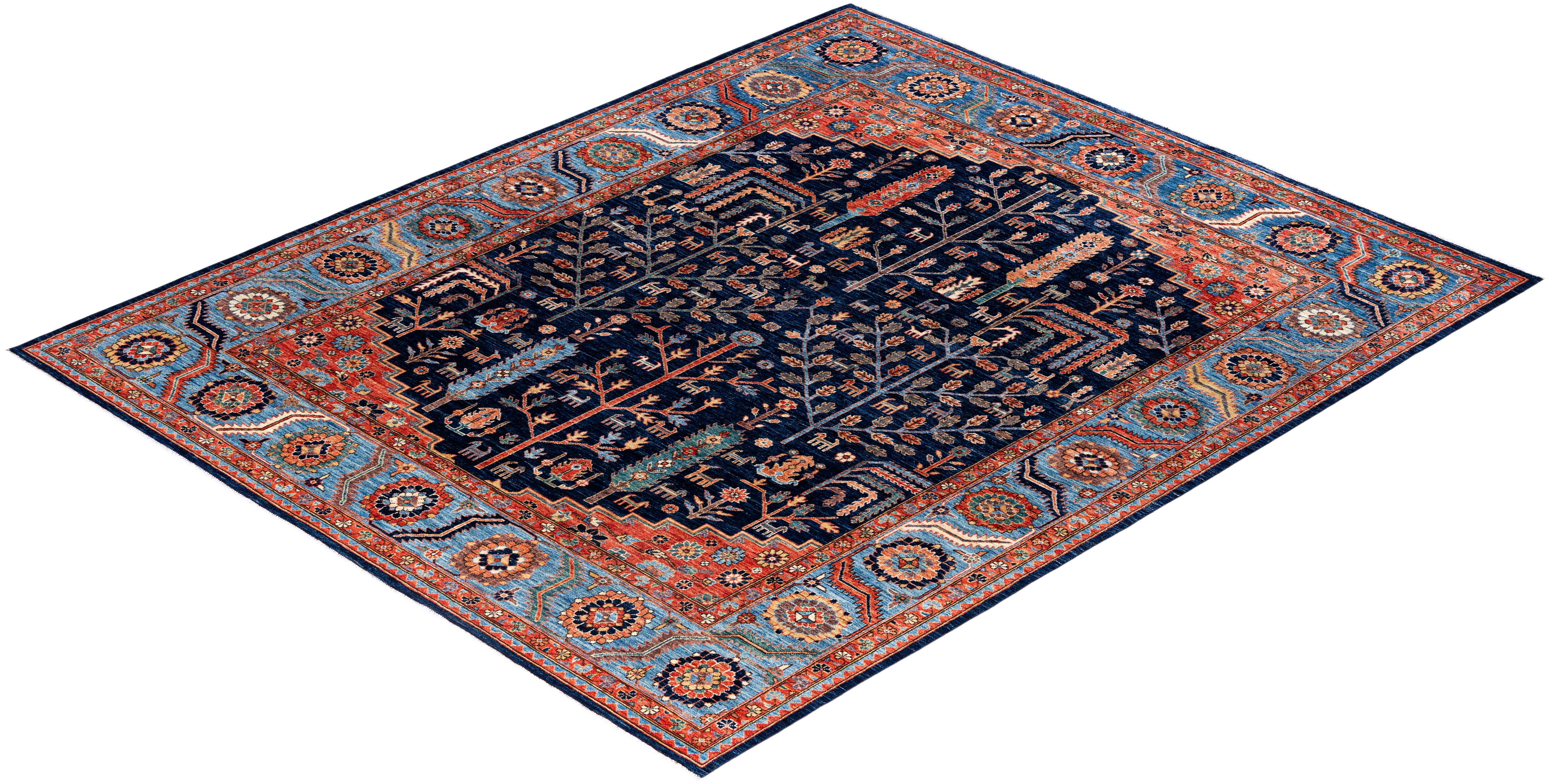 Serapi Tapis unique en laine bleu 8' 3