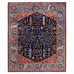 Serapi Tapis unique en laine bleu 8' 3" x 9' 10"