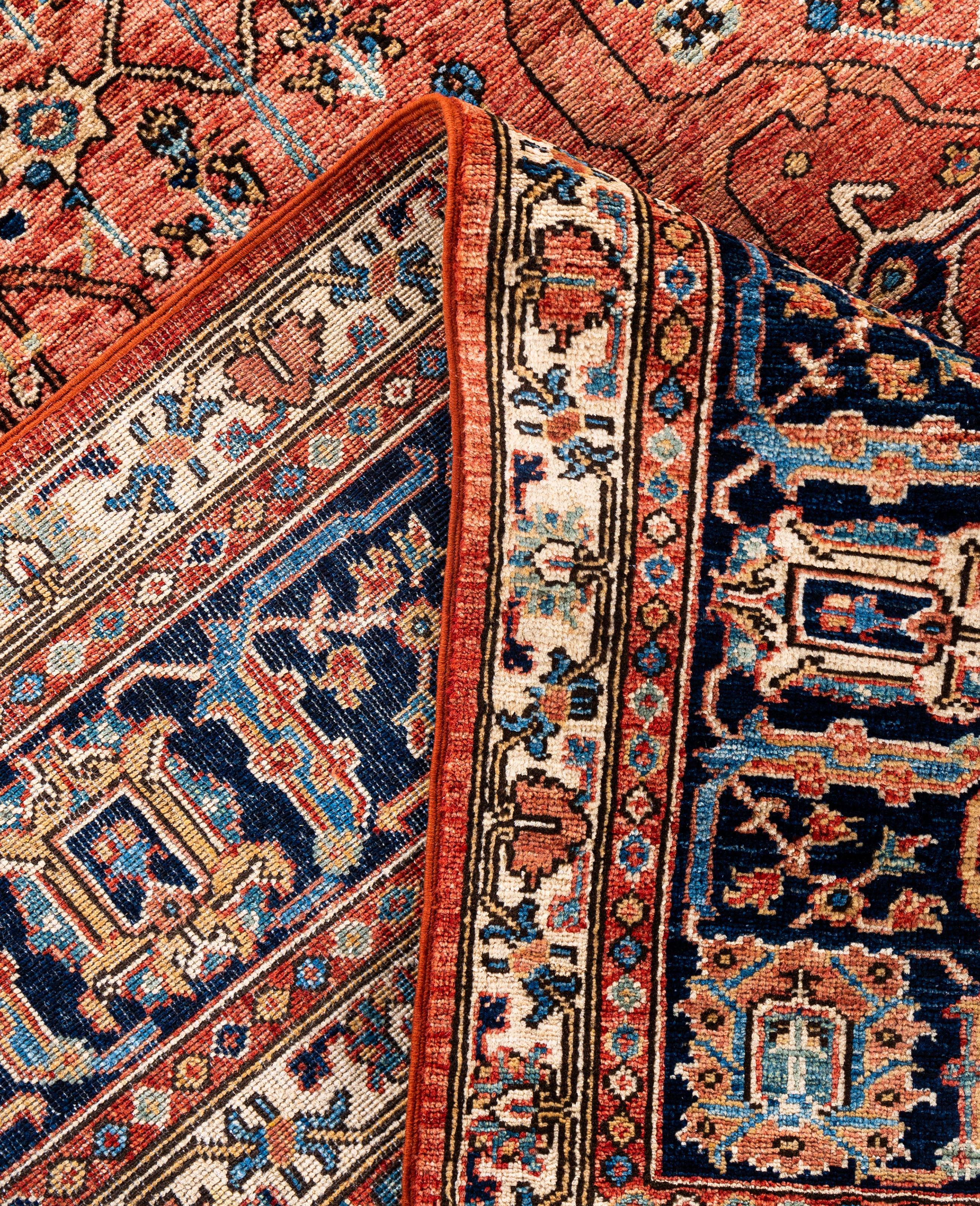Contemporary Serapi One-of-a-Kind Wool Blue Area Rug 8' 3