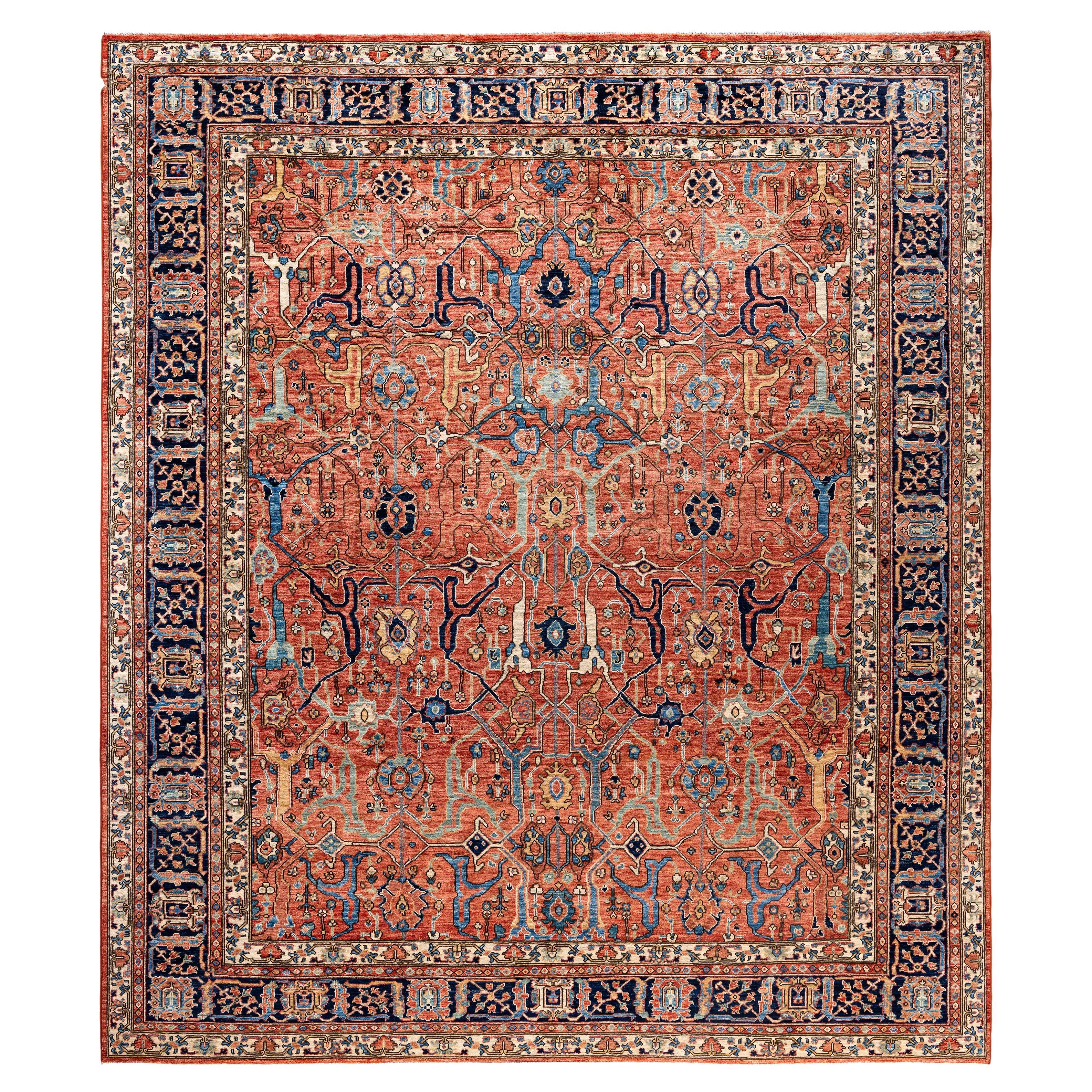 Serapi One-of-a-Kind Wool Blue Area Rug 8' 3" x 9' 9" For Sale