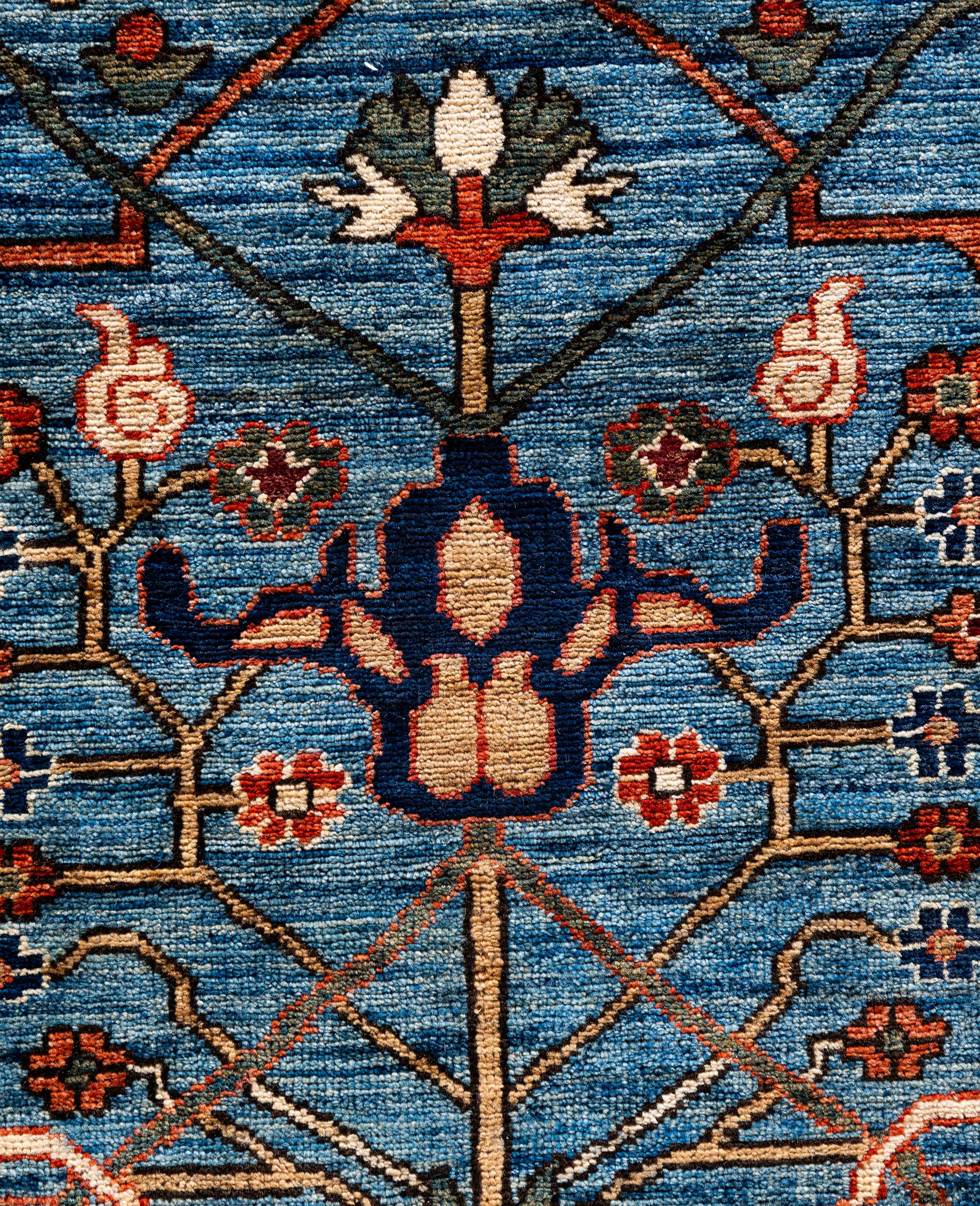Pakistanais Serapi Tapis unique en laine bleu 9' 0
