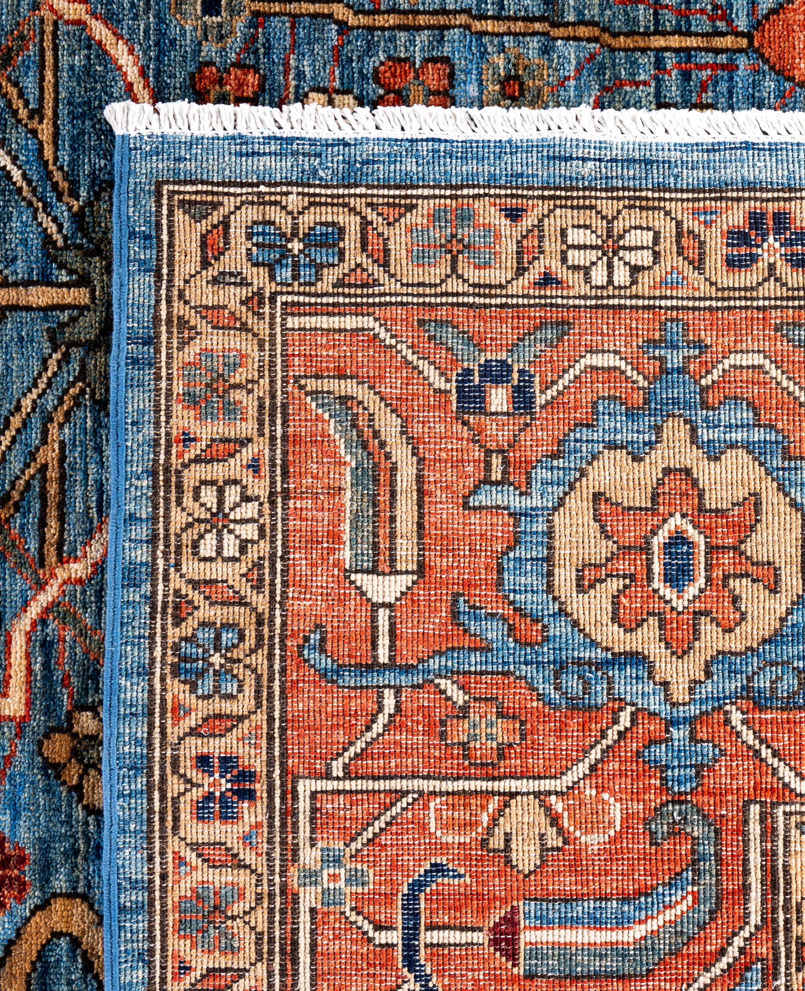 Serapi Tapis unique en laine bleu 9' 0