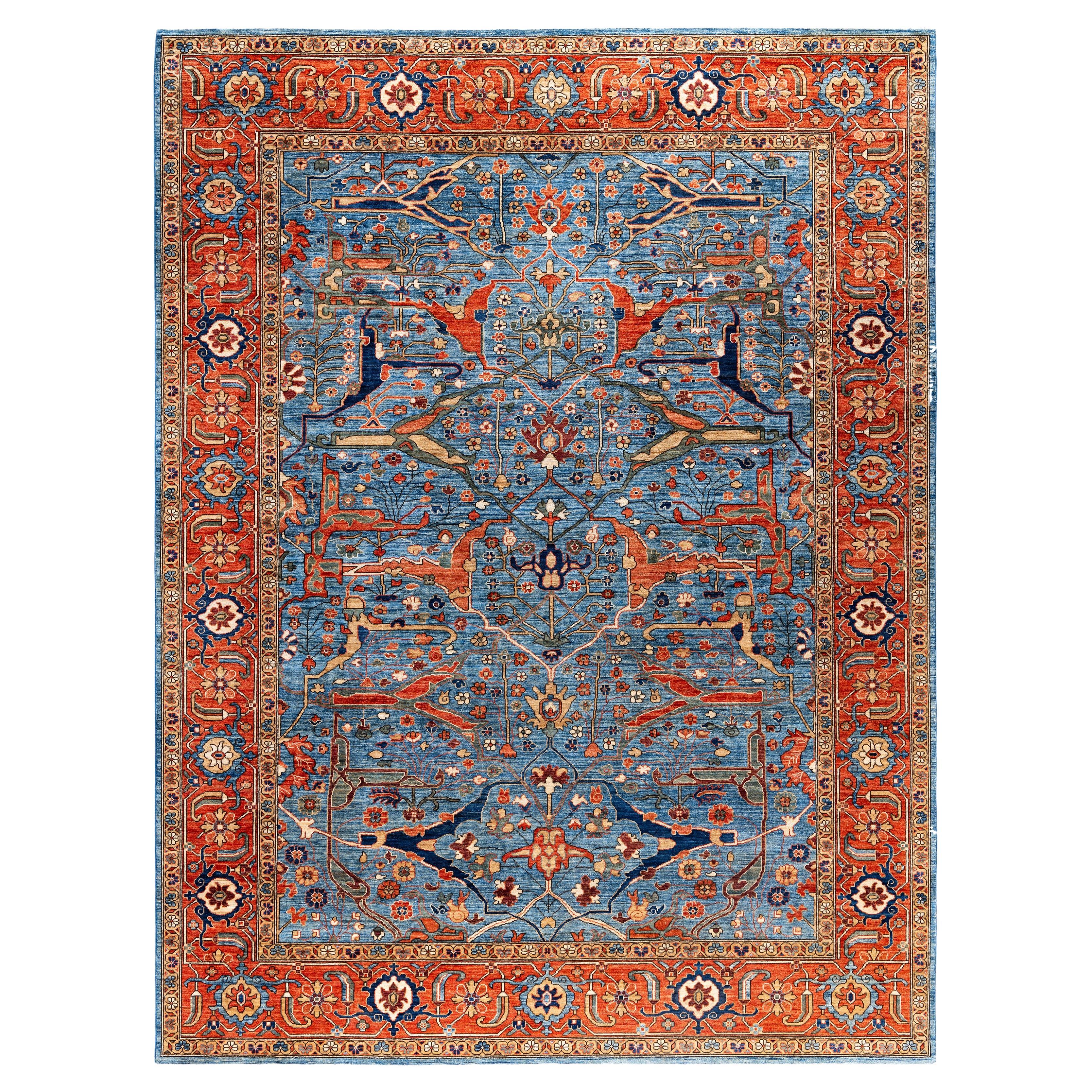 Serapi Tapis unique en laine bleu 9' 0" x 11' 11"